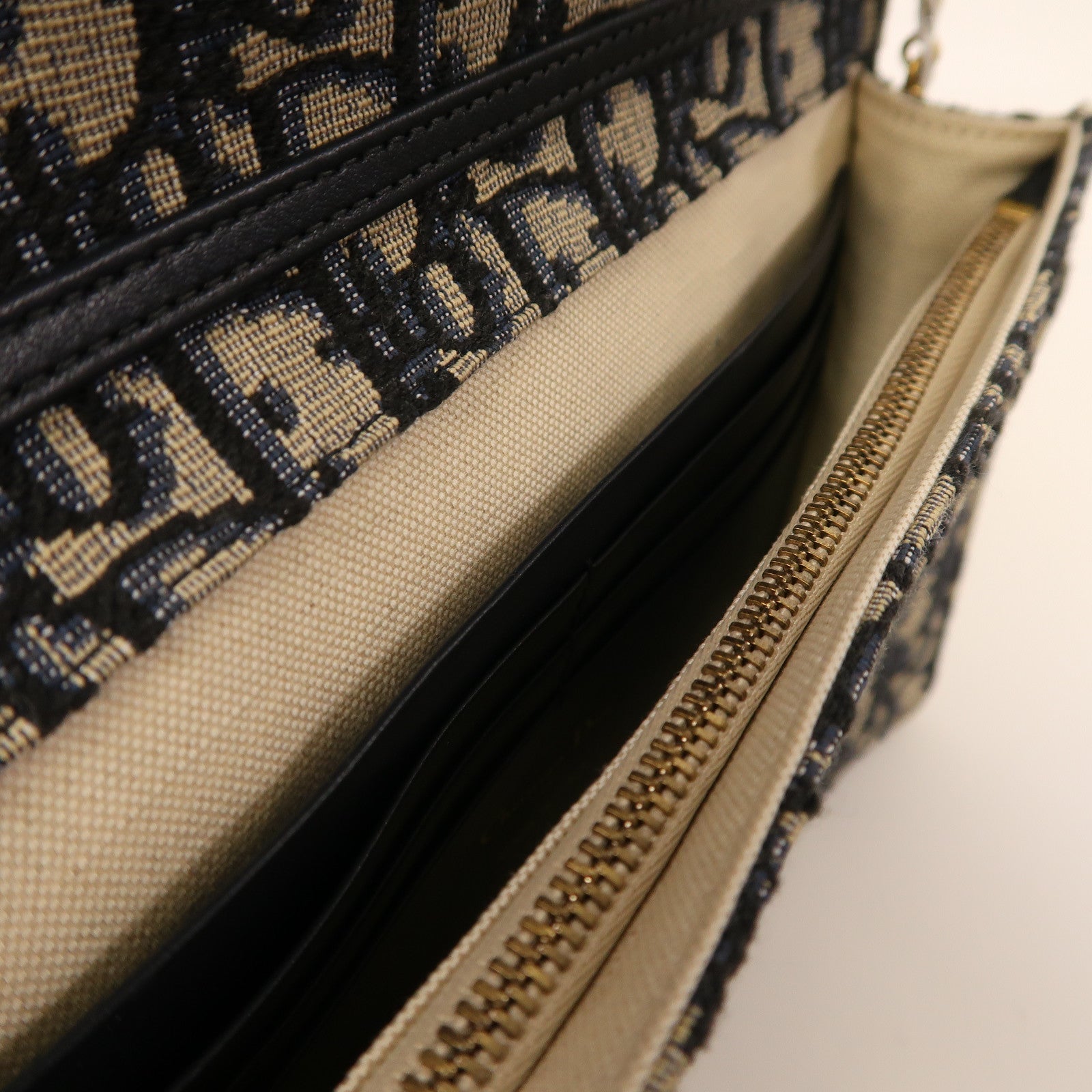 Dior 帆布Saddle Chain Shoulder金扣鏈帶肩背袋藍色
