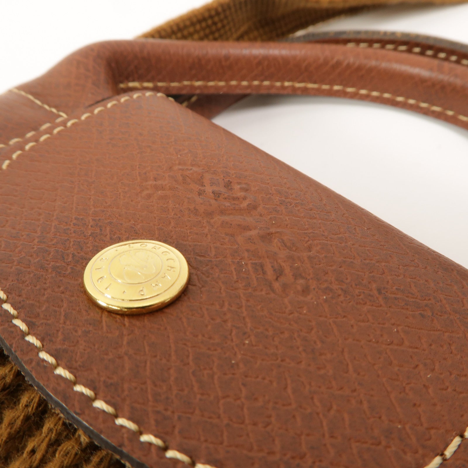 Longchamp 棉質/牛皮皮革Le Pliage Filet L手挽肩背兩用袋