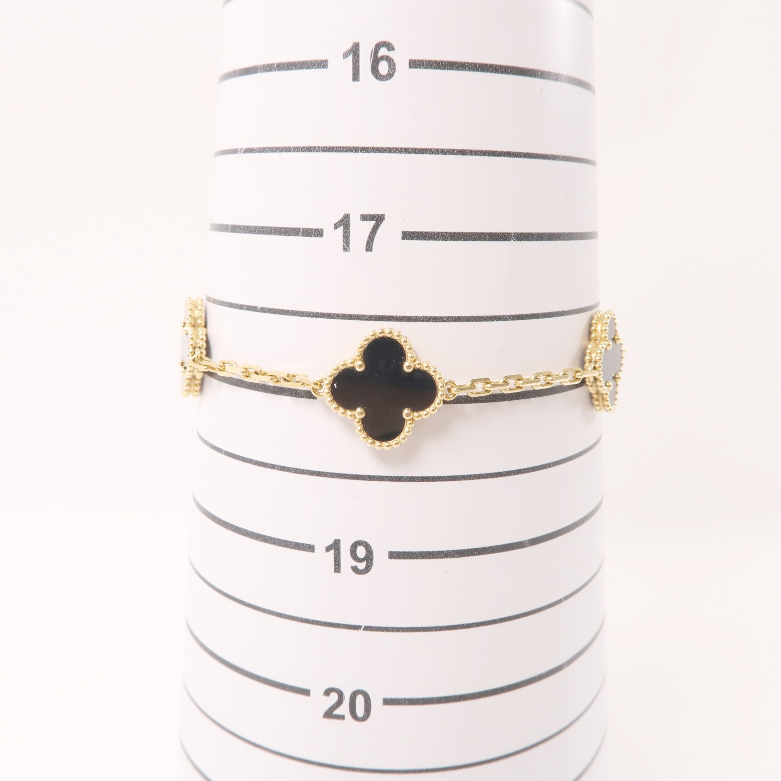 Van Cleef & Arpels 18K黃金5-Motif Alhambra Bracelet縞瑪瑙手鏈