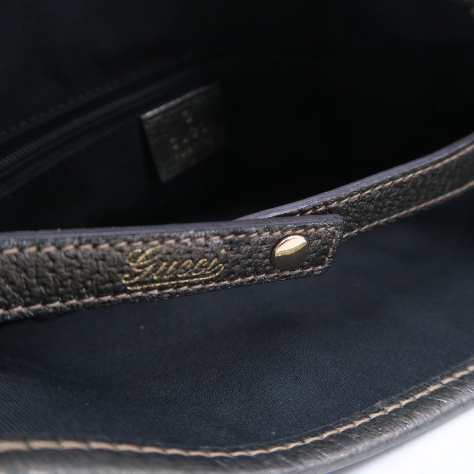 GUCCI 【激減優惠】帆布Shoulder Bag金扣肩背袋啡色/灰色