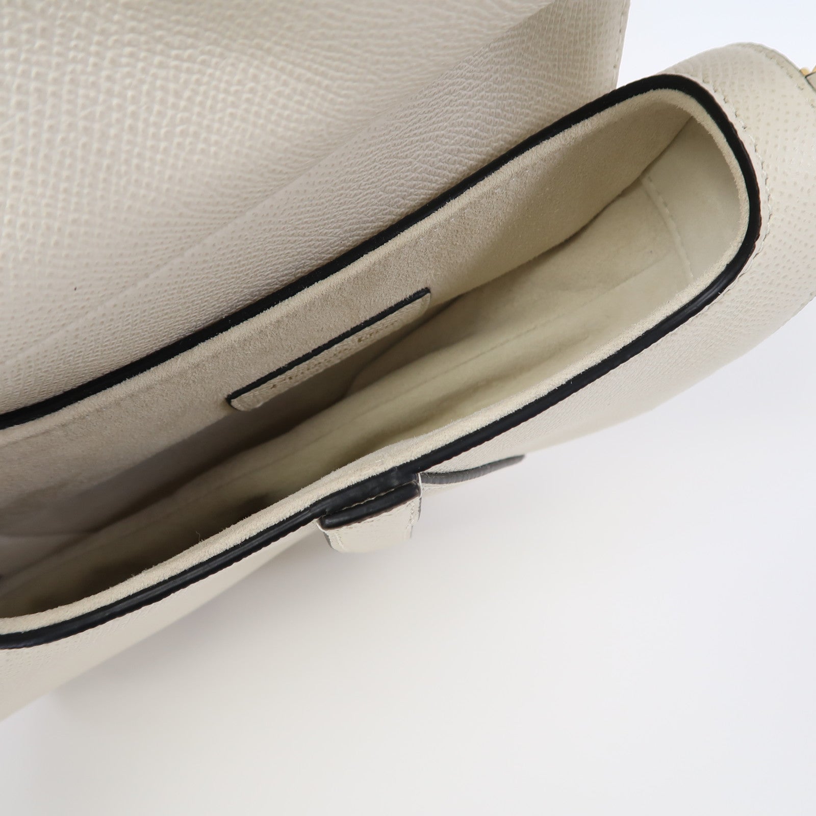Dior 牛皮皮革Saddle Mini金扣手挽袋白色