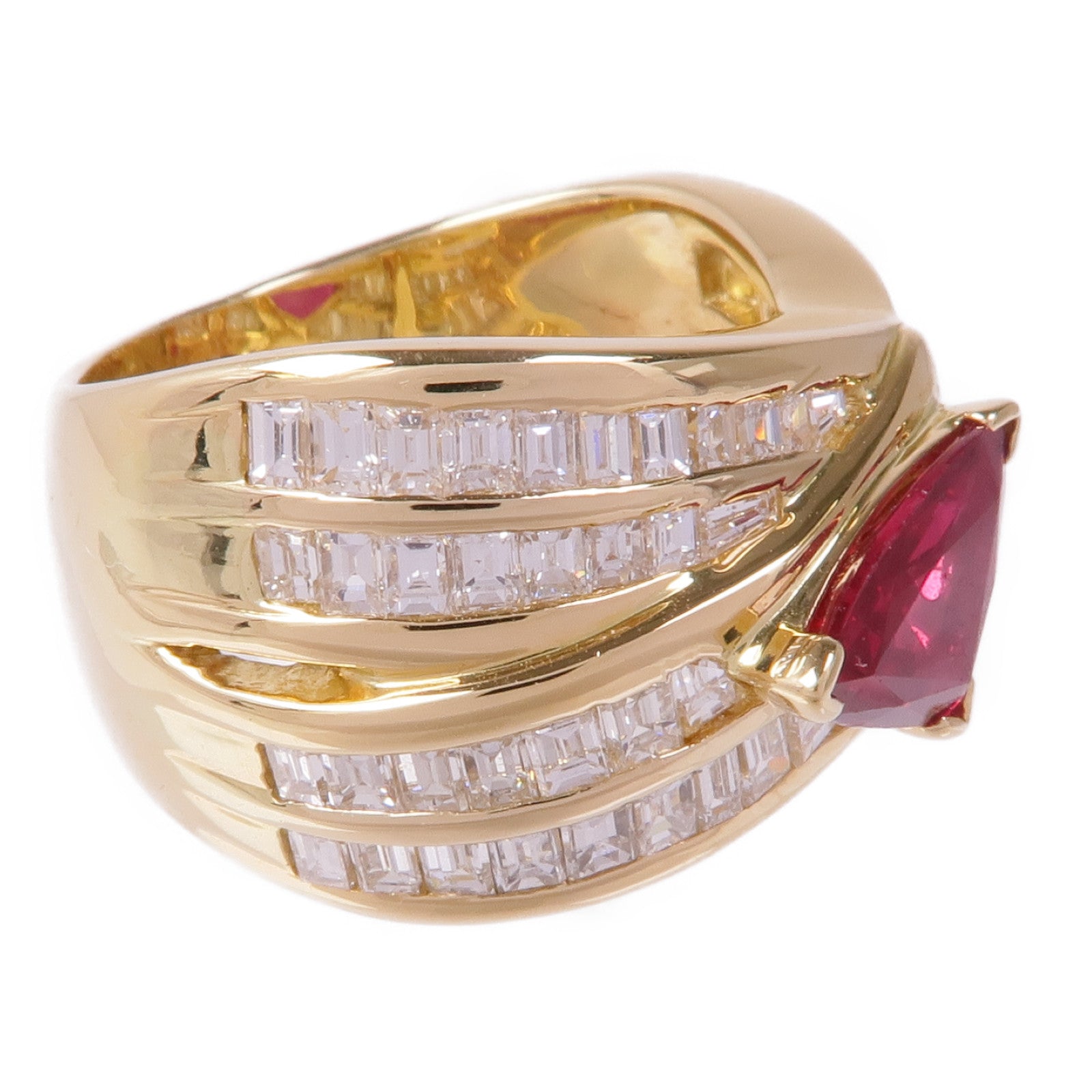JEWELRY 【激減優惠】18K黃金Ruby Diamond Ring紅寶石/鑽石戒指US#7.5