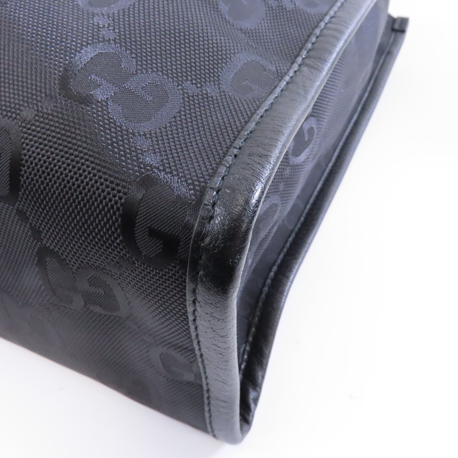 GUCCI 尼龍Tote Bag銀扣手挽袋黑色