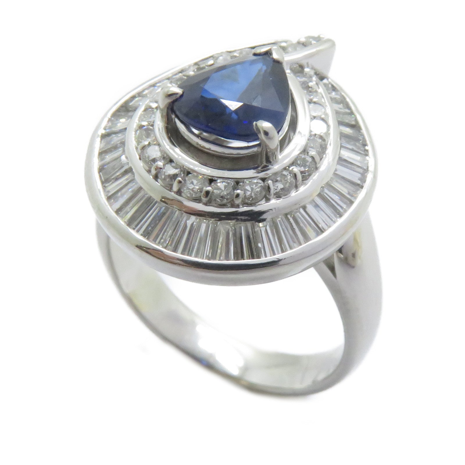 JEWELRY PT900鉑金Sapphire Ring 1.55ct藍寶石/1.17ct鑽石戒指US#6.25