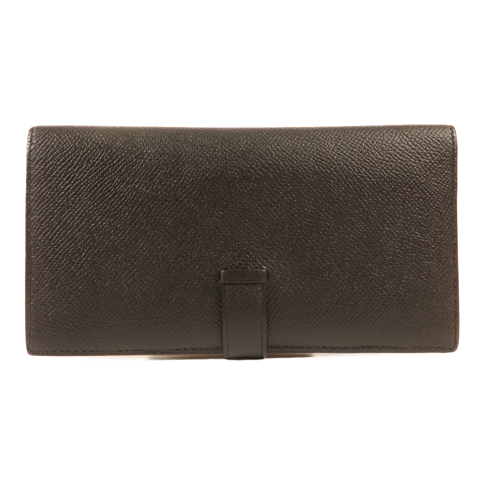 HERMES Chevre皮革Bearn Long Wallet金扣長錢包Noir