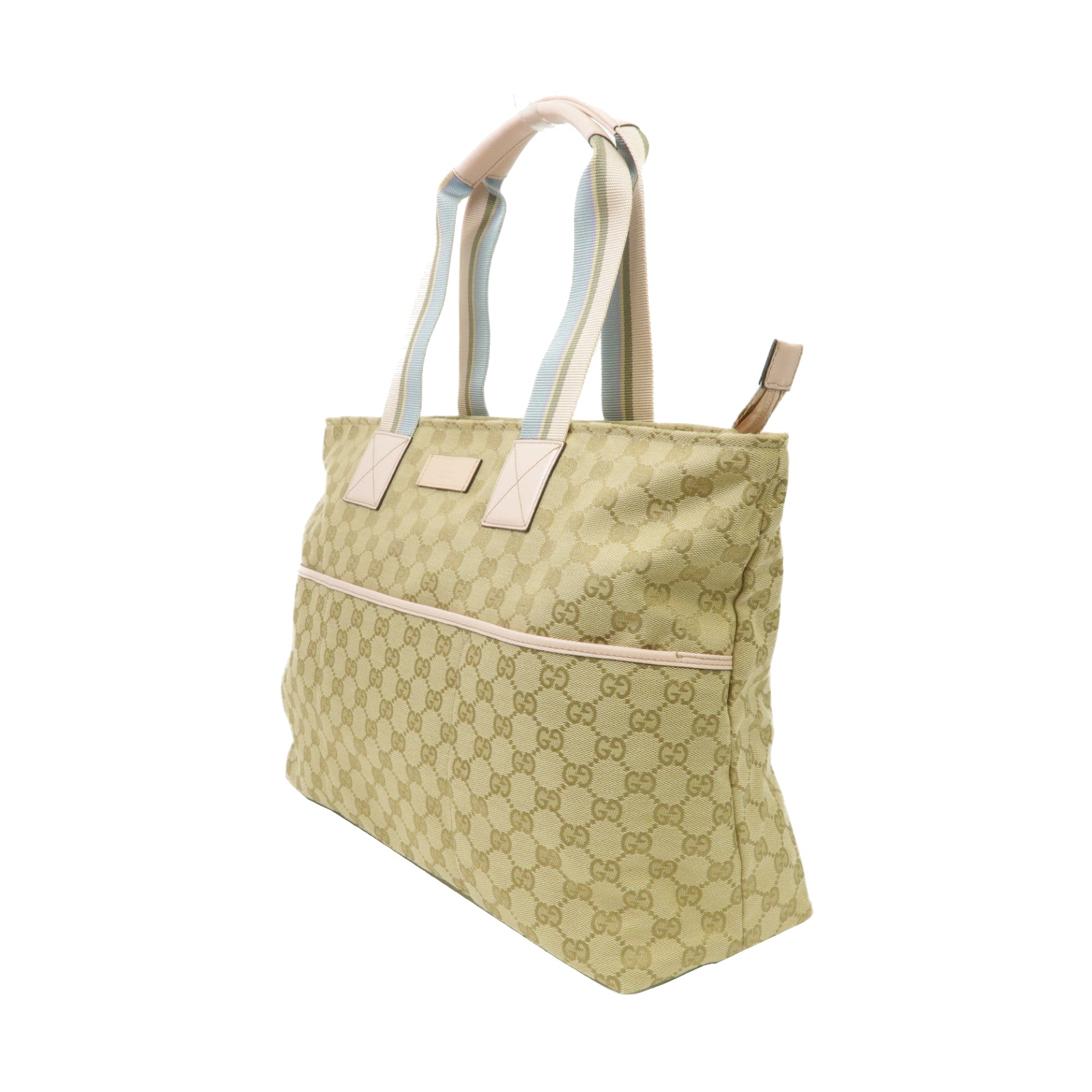 GUCCI 【激減優惠】帆布Tote Bag金扣手挽袋啡色/粉紅色