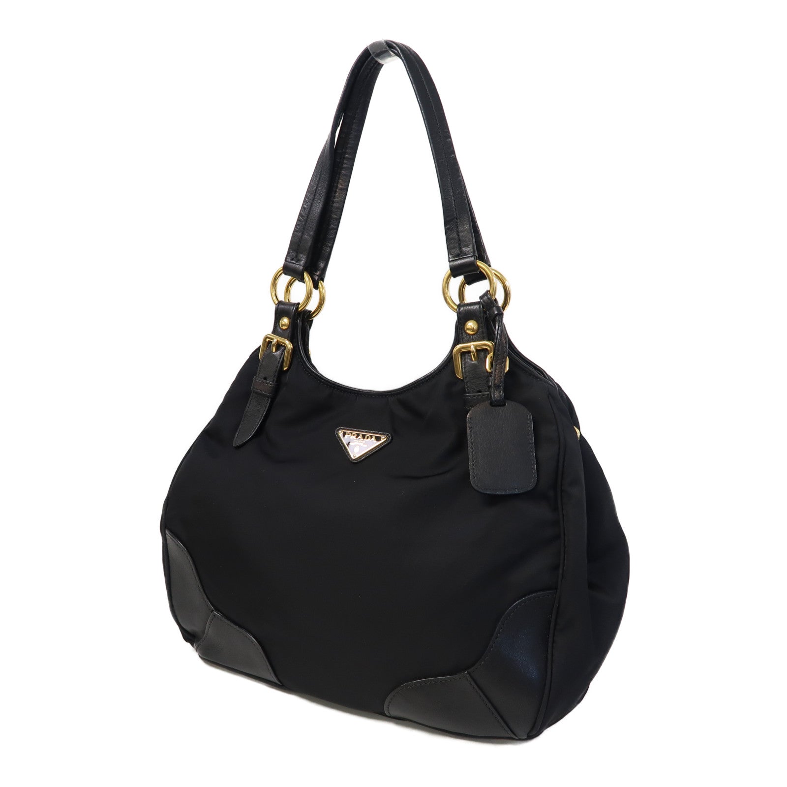 PRADA 尼龍Shoulder Bag金扣肩背袋黑色