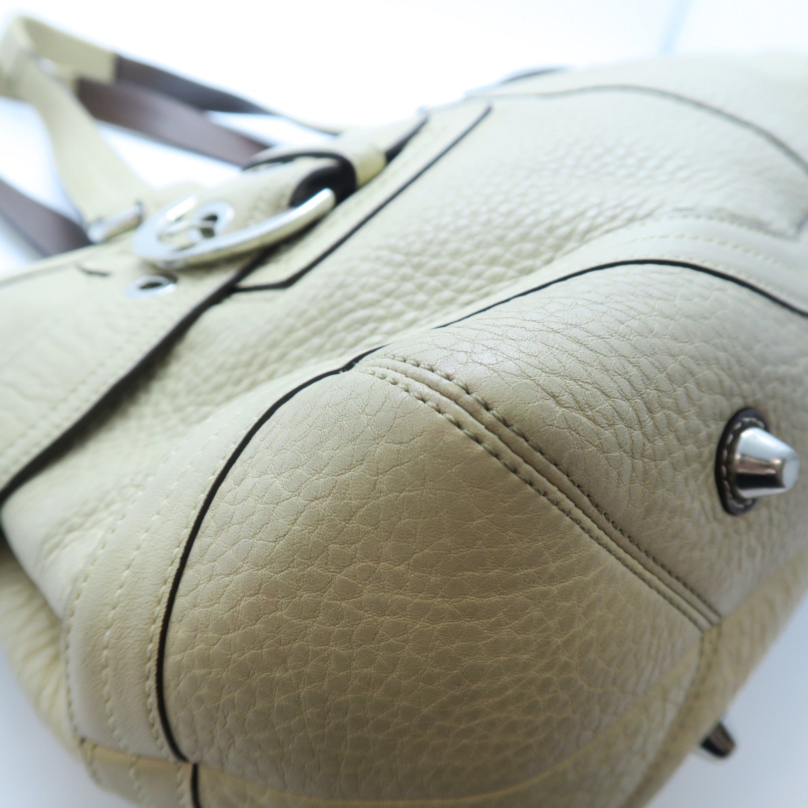COACH 【激減優惠】牛皮皮革Shoulder Bag銀扣肩背袋淺褐色