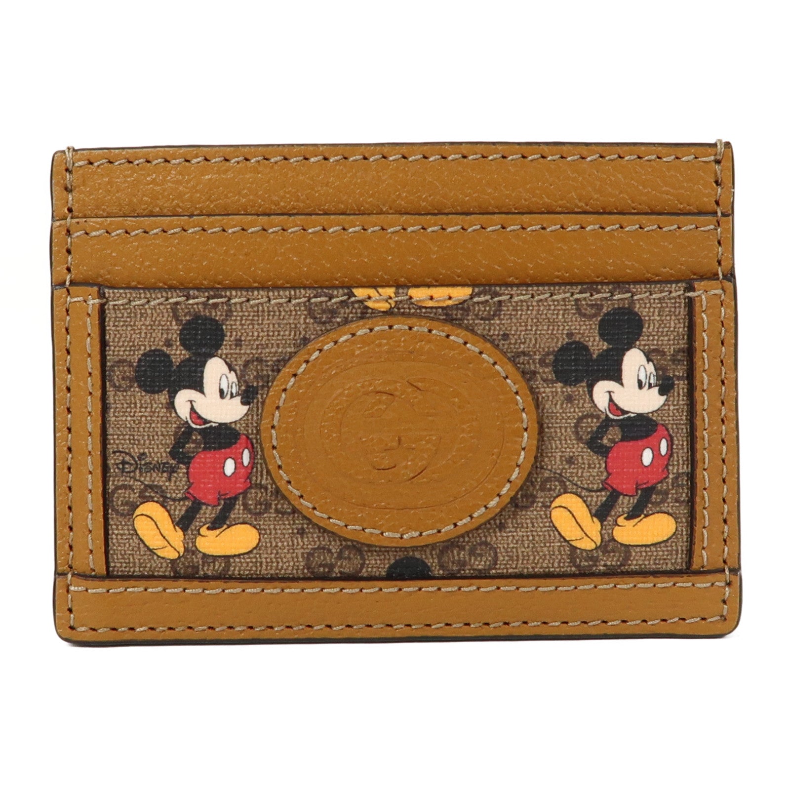 GUCCI 塗層帆布Disney x Gucci Mickey Mouse Card Case卡片套啡色