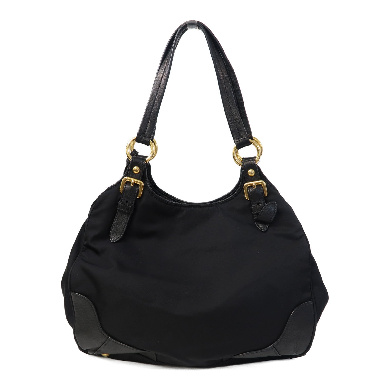 PRADA 尼龍Shoulder Bag金扣肩背袋黑色