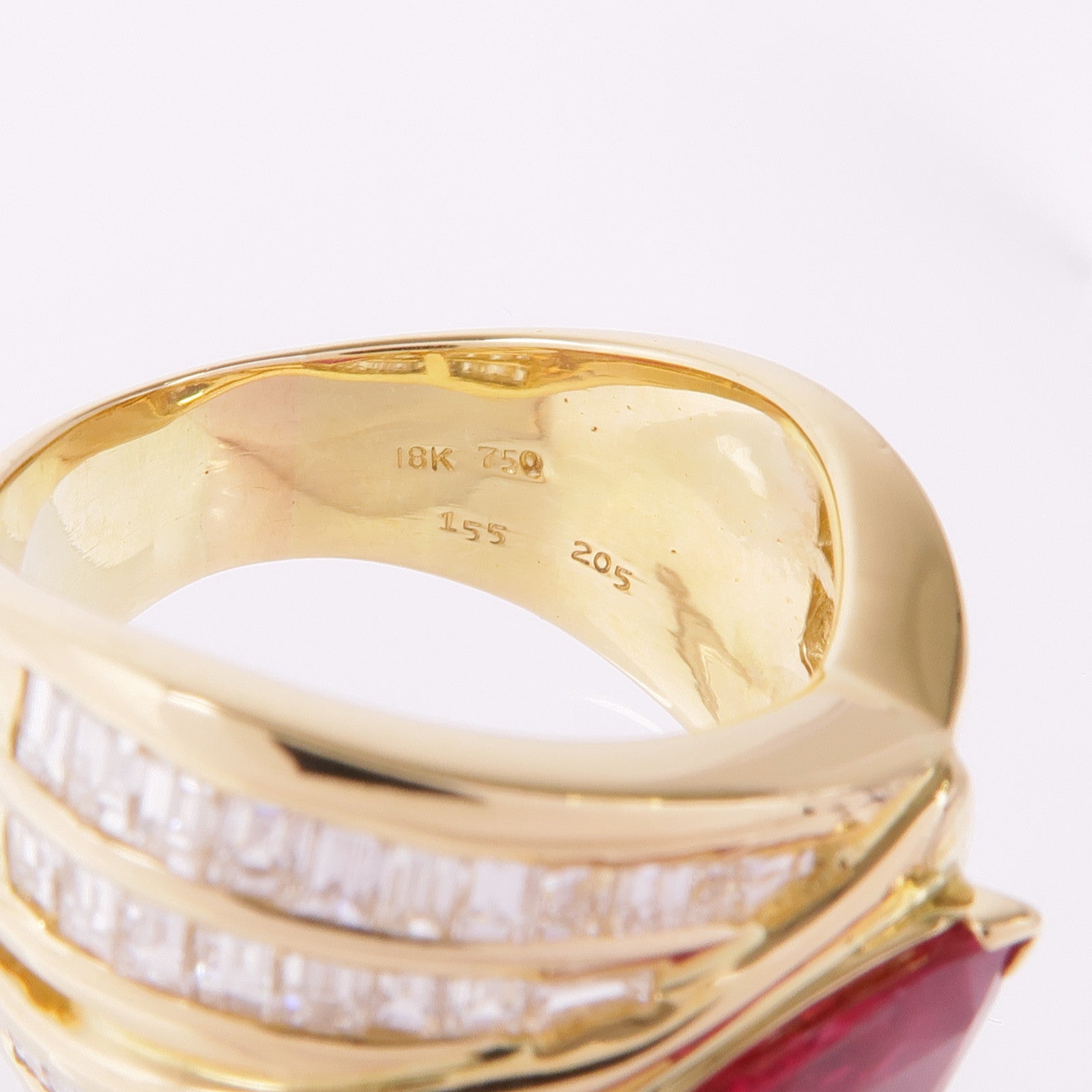 JEWELRY 18K黃金Ruby Diamond Ring紅寶石/鑽石戒指US#7.5