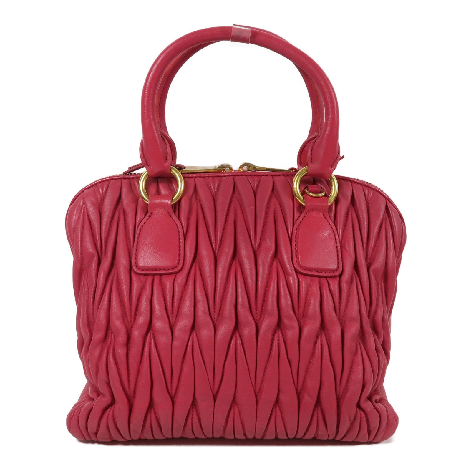 Miu Miu 羊皮皮革2 Way Shoulder金扣手挽肩背兩用袋粉紅色