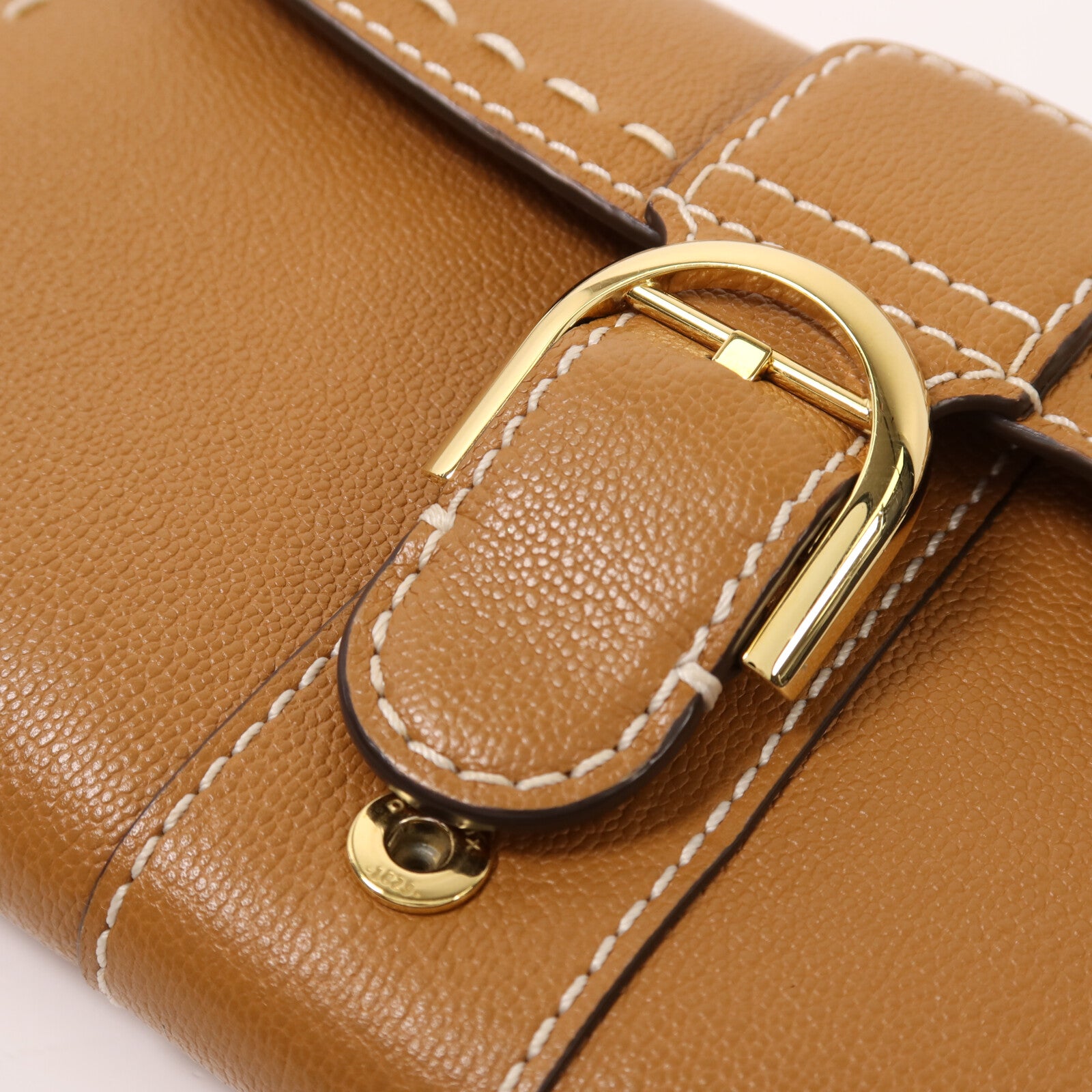 Delvaux 牛皮皮革Brillant Long Wallet Chain金扣鏈帶肩背袋