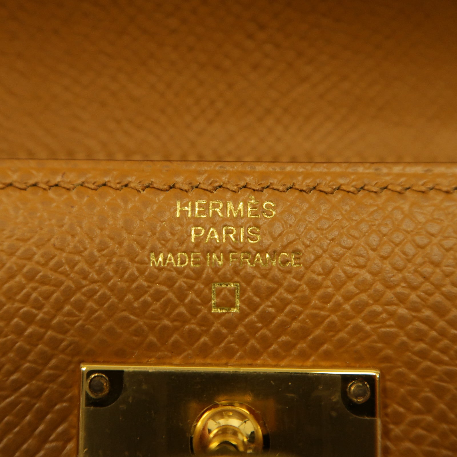 HERMES Epsom皮革/Alligator皮革Kelly Wallet金扣錢包經典駝色