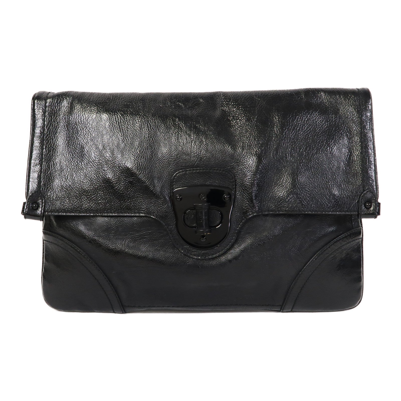 Alexander McQueen 漆皮皮革Mcqueen Clutch手拿包黑色