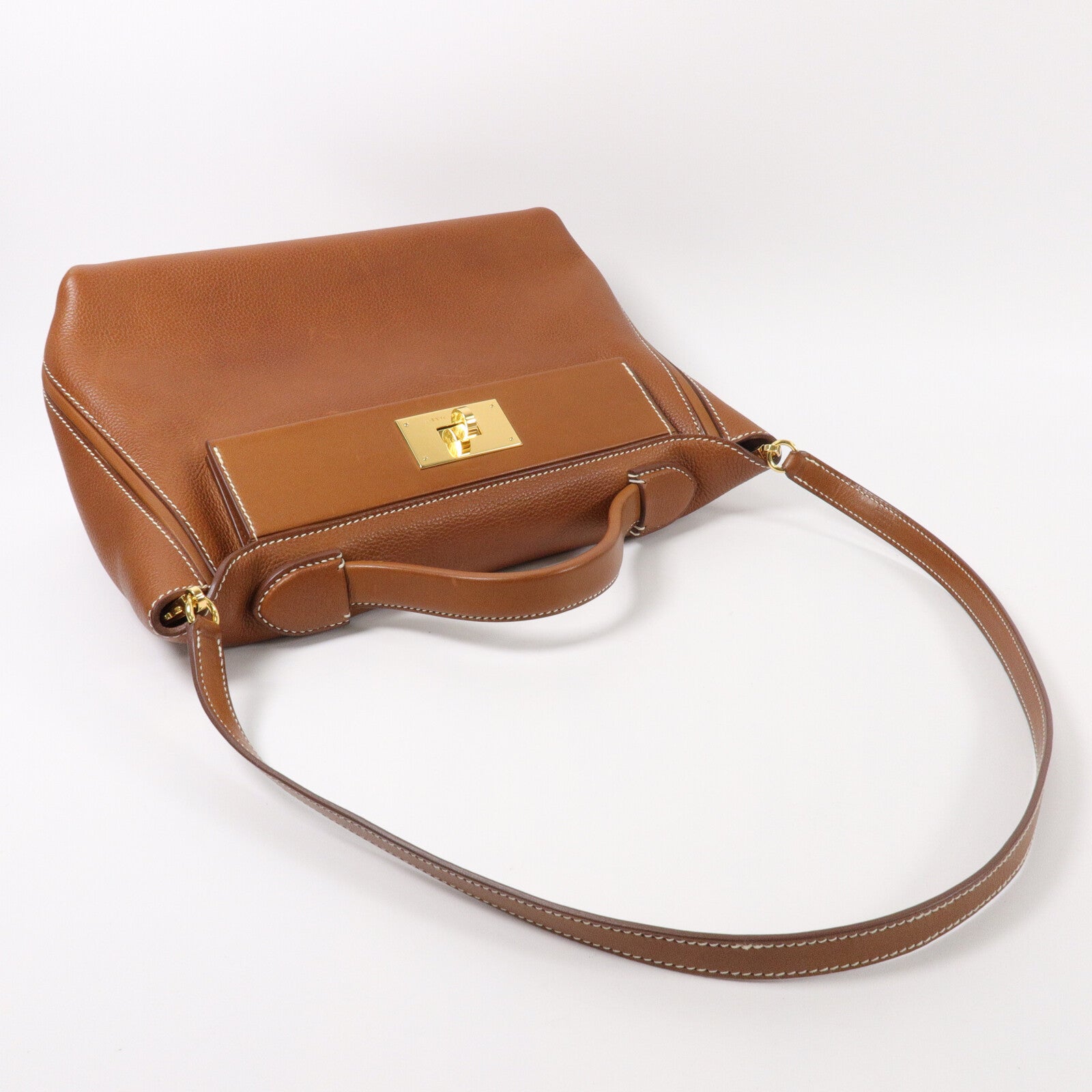 HERMES Barenia皮革24/24 29cm手挽肩背兩用袋Gold