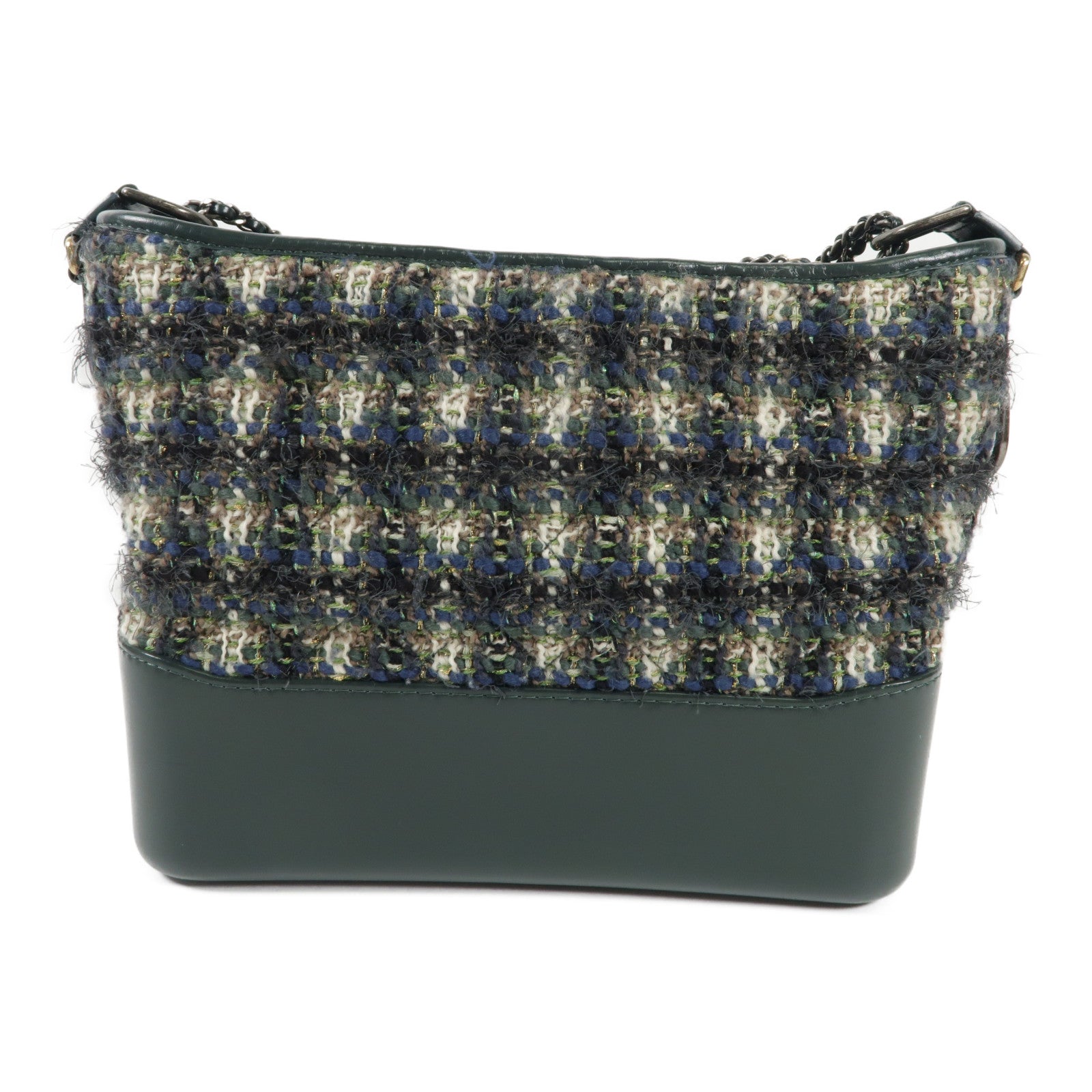 CHANEL 【激減優惠】斜紋軟呢Gabrielle bag金扣/銀扣鏈帶肩背袋