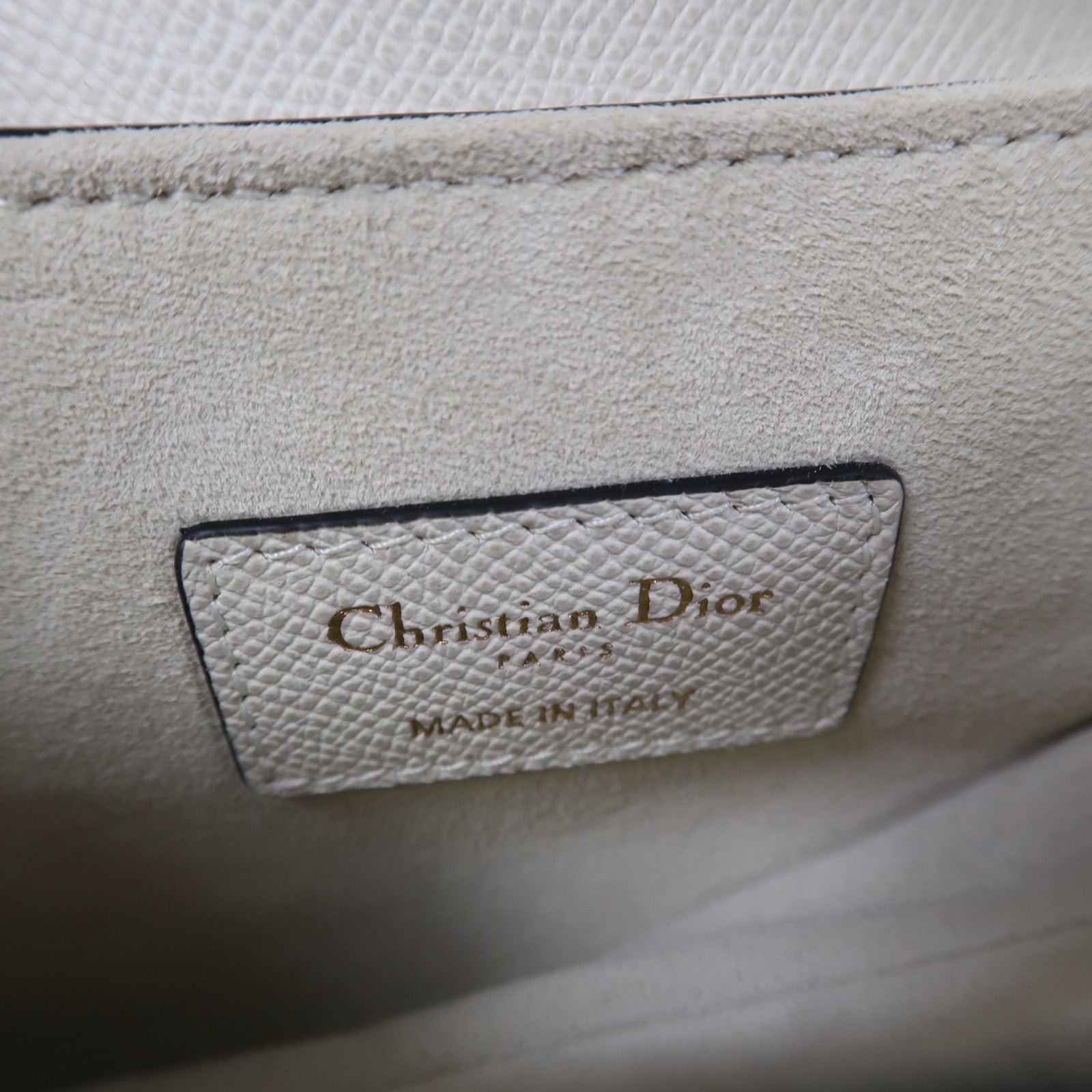 Dior 牛皮皮革Saddle Mini金扣手挽袋白色