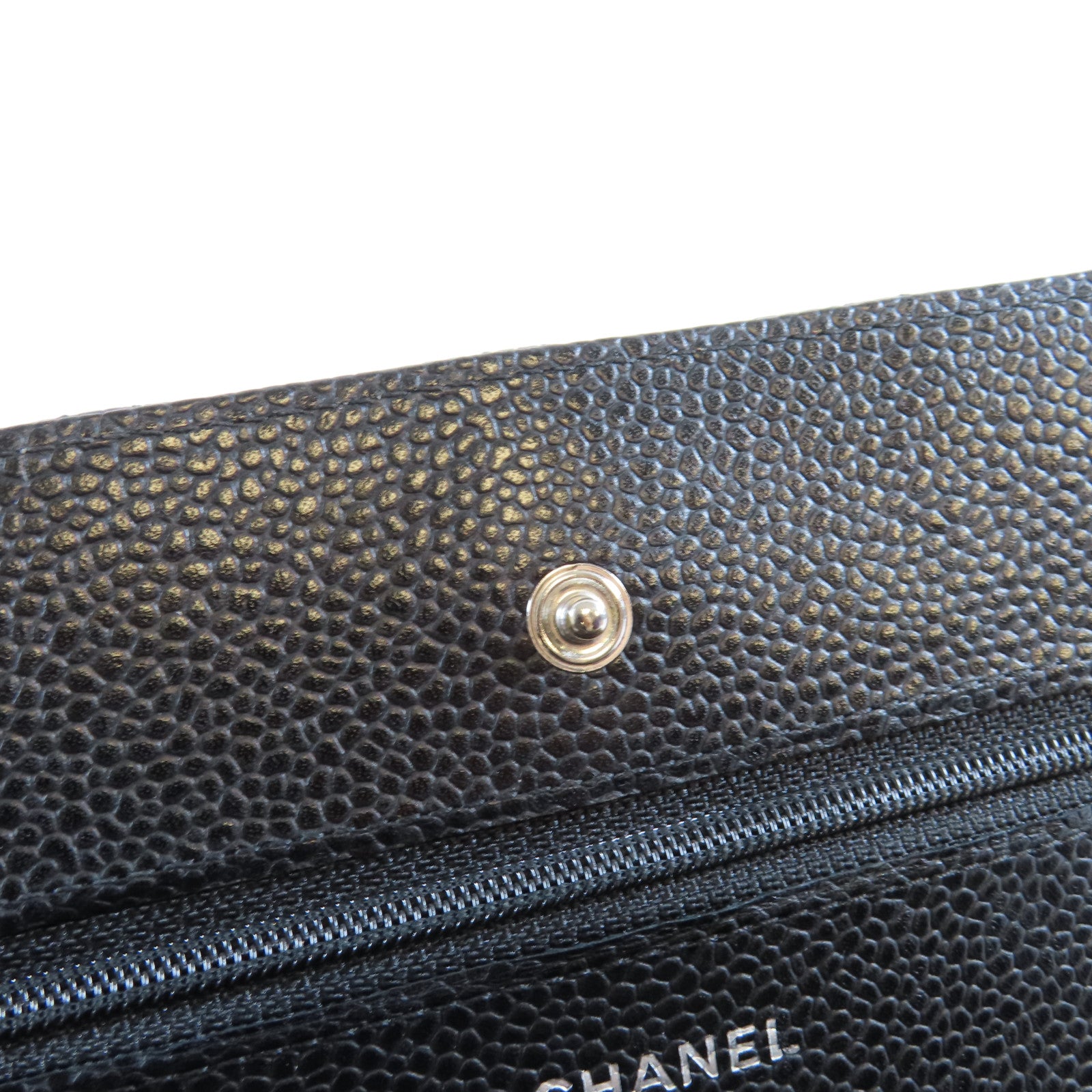 CHANEL 菱格Caviar皮革Wallet On Chain銀扣鏈帶肩背袋黑色