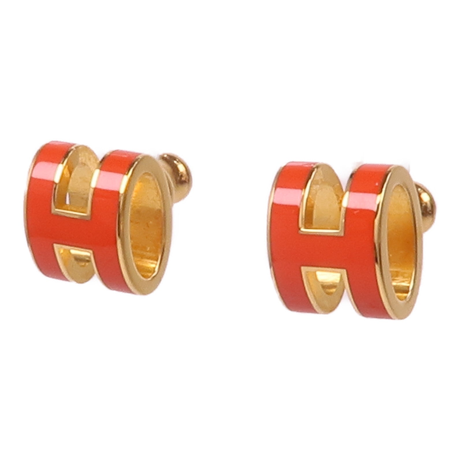 HERMES 金屬Pop H金扣耳環