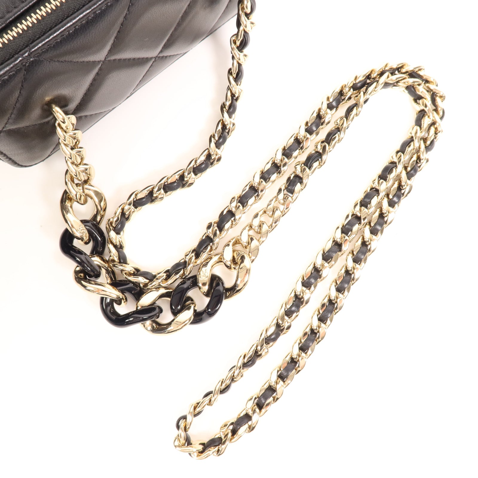 CHANEL 羊皮皮革Vanity Case金扣鏈帶肩背袋