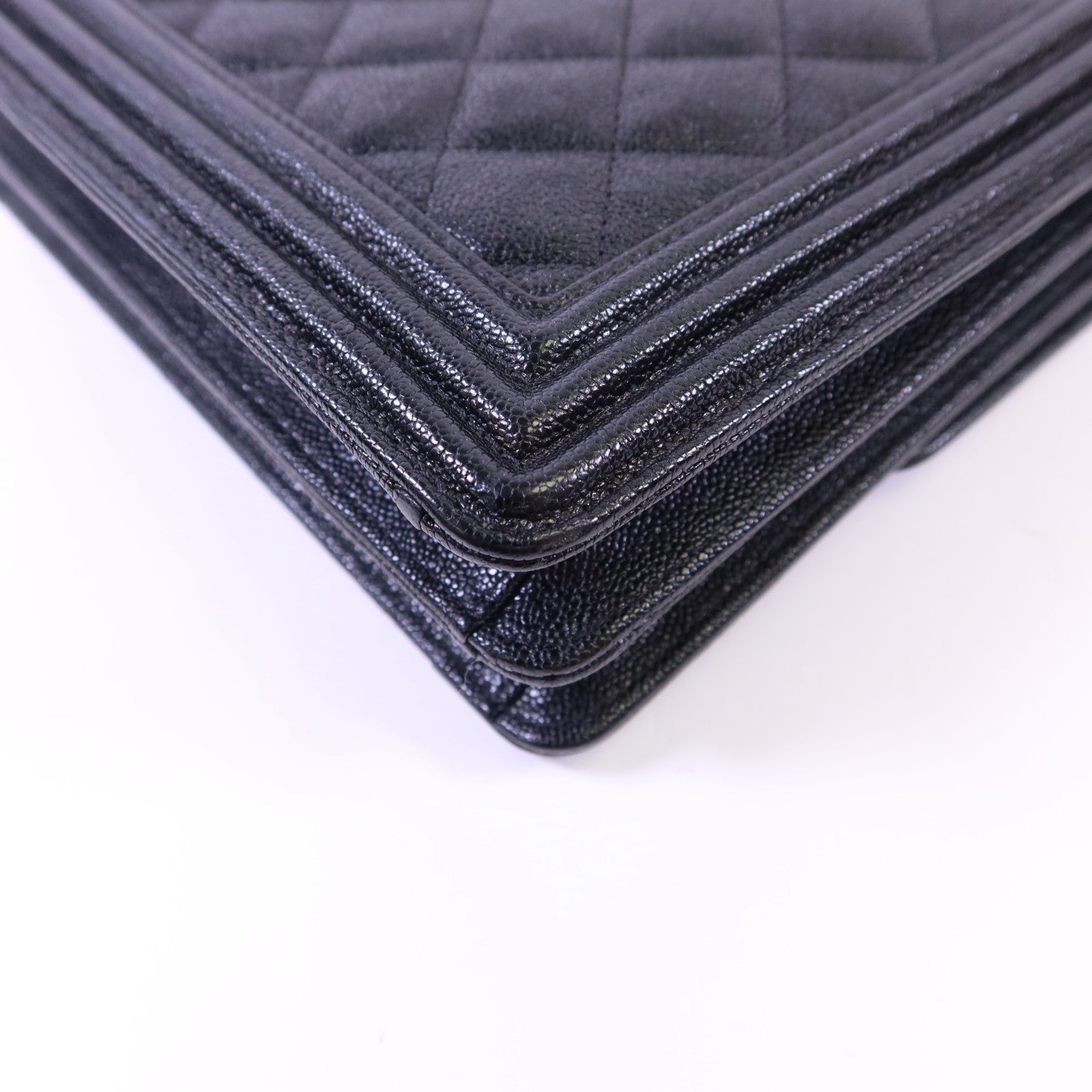 CHANEL 牛皮皮革Boy金扣鏈帶肩背袋