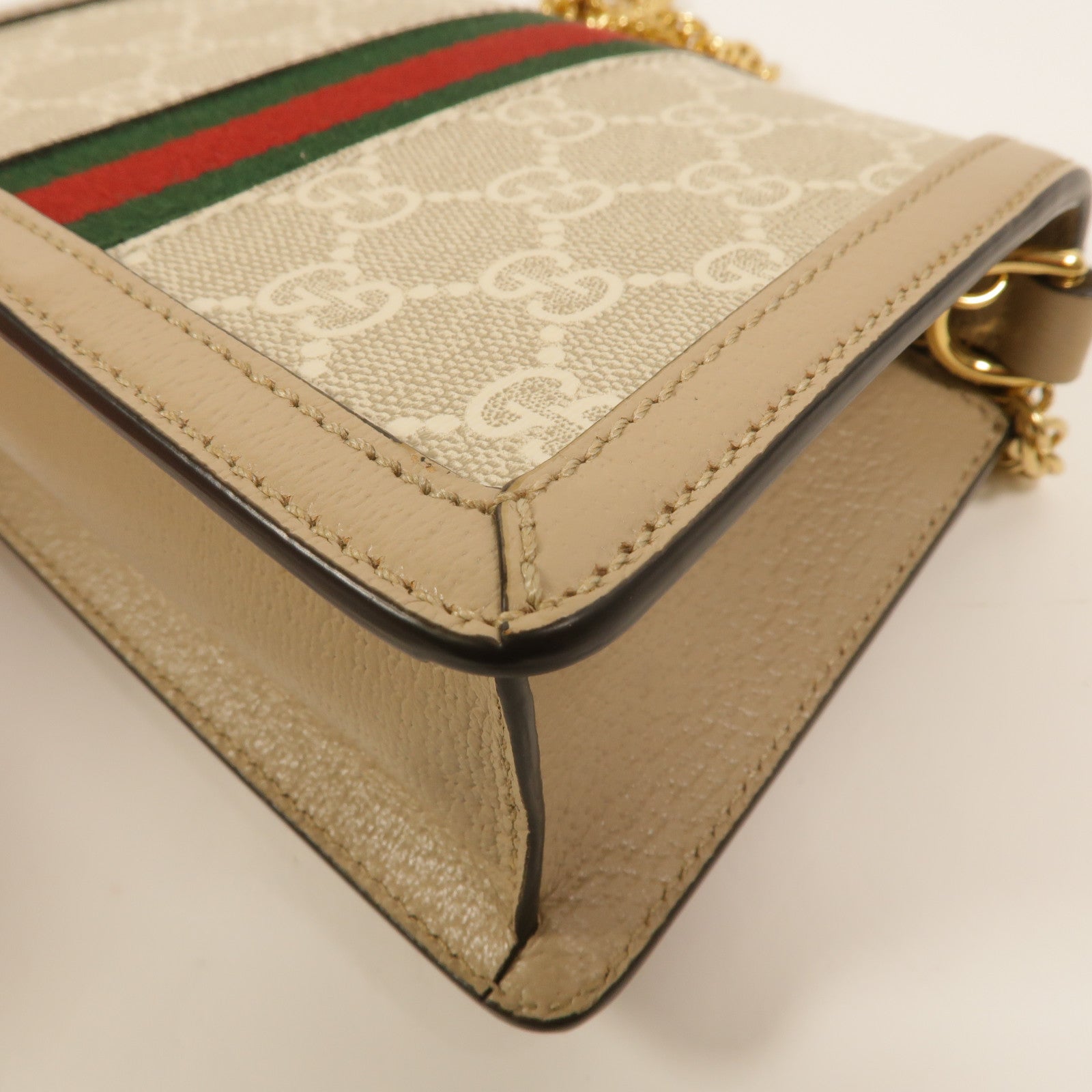 GUCCI 塗層帆布Ophidia GG鏈帶手挽肩背兩用袋