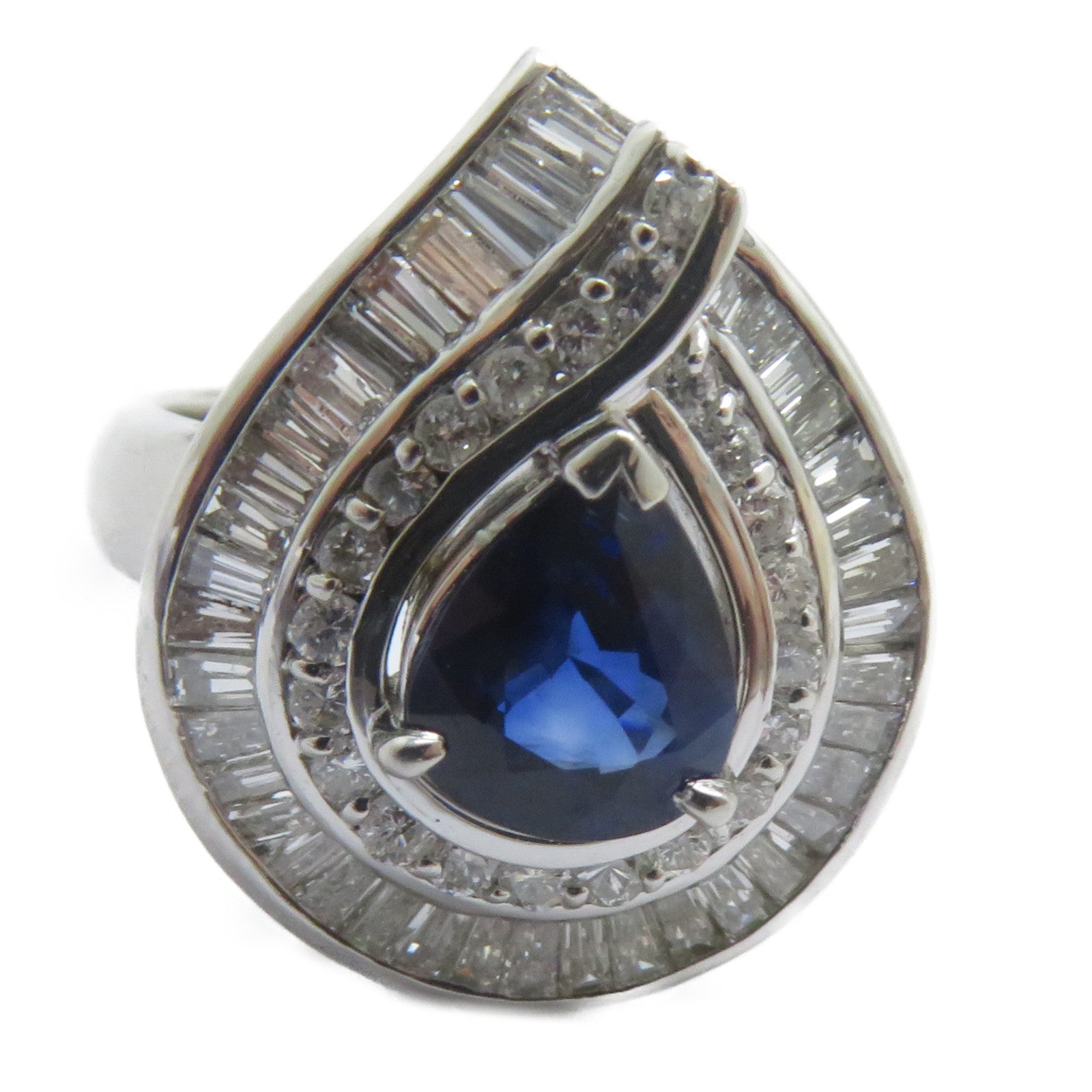 JEWELRY PT900鉑金Sapphire Ring 1.55ct藍寶石/1.17ct鑽石戒指US#6.25