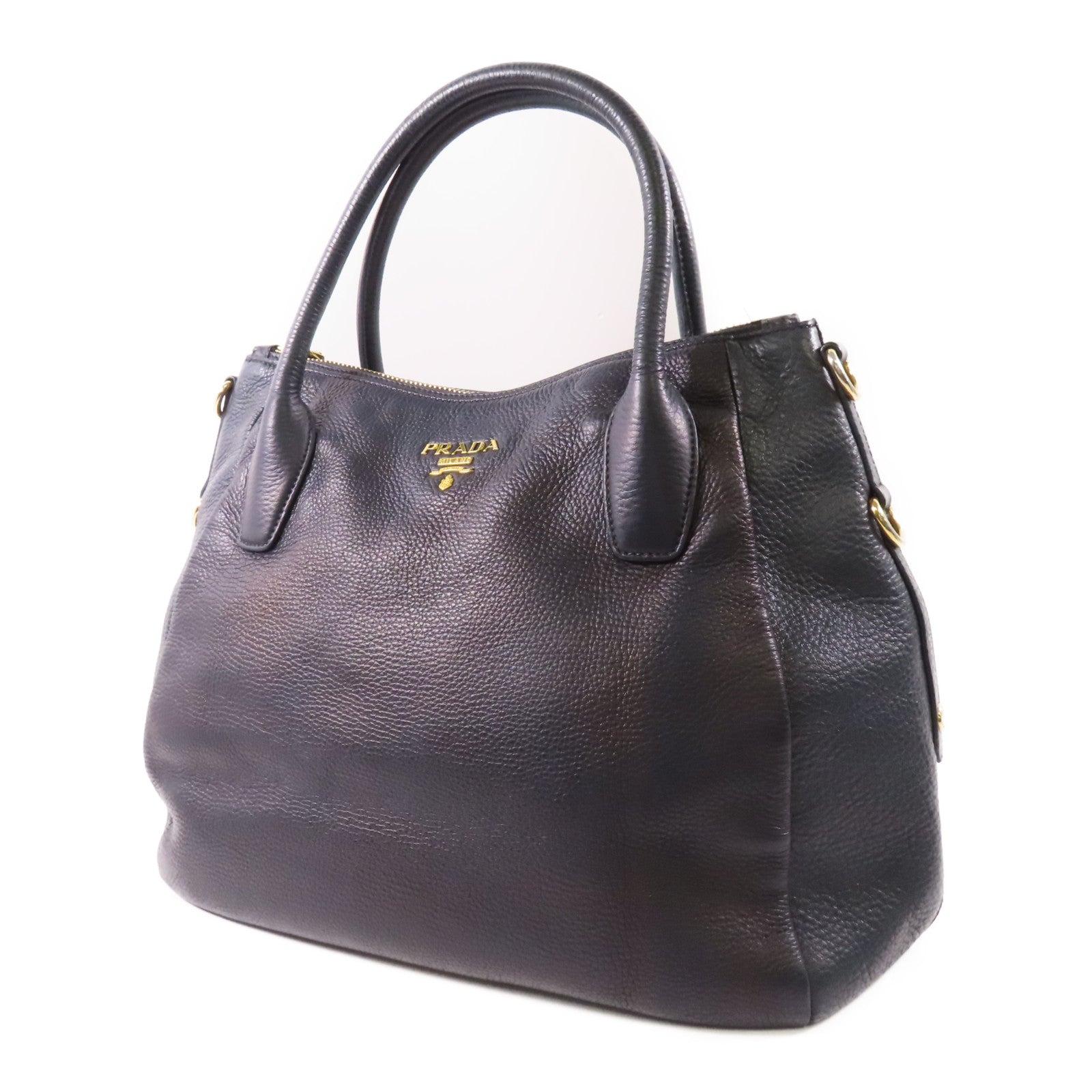 PRADA 牛皮皮革Handbag金扣手挽袋