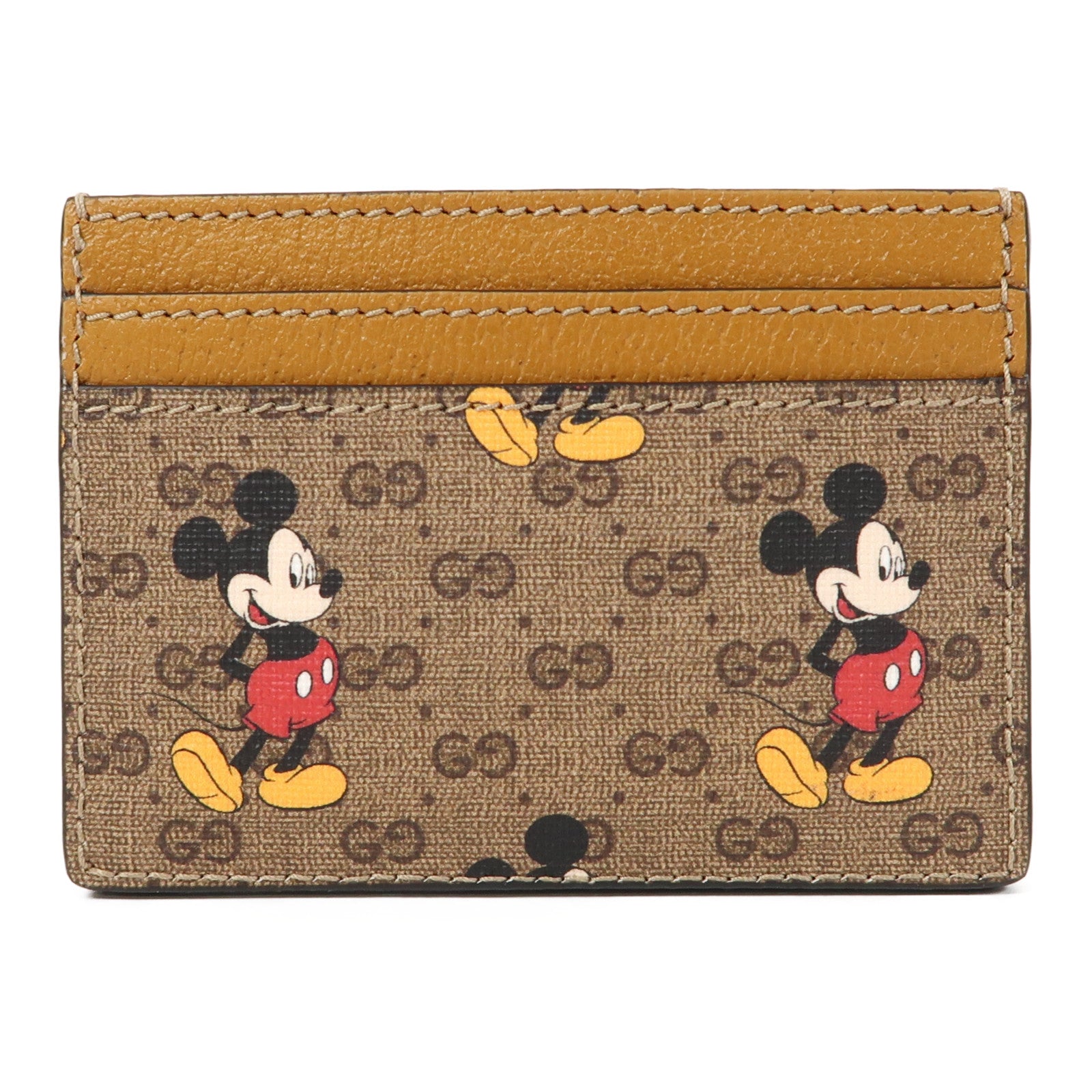 GUCCI 塗層帆布Disney x Gucci Mickey Mouse Card Case卡片套啡色