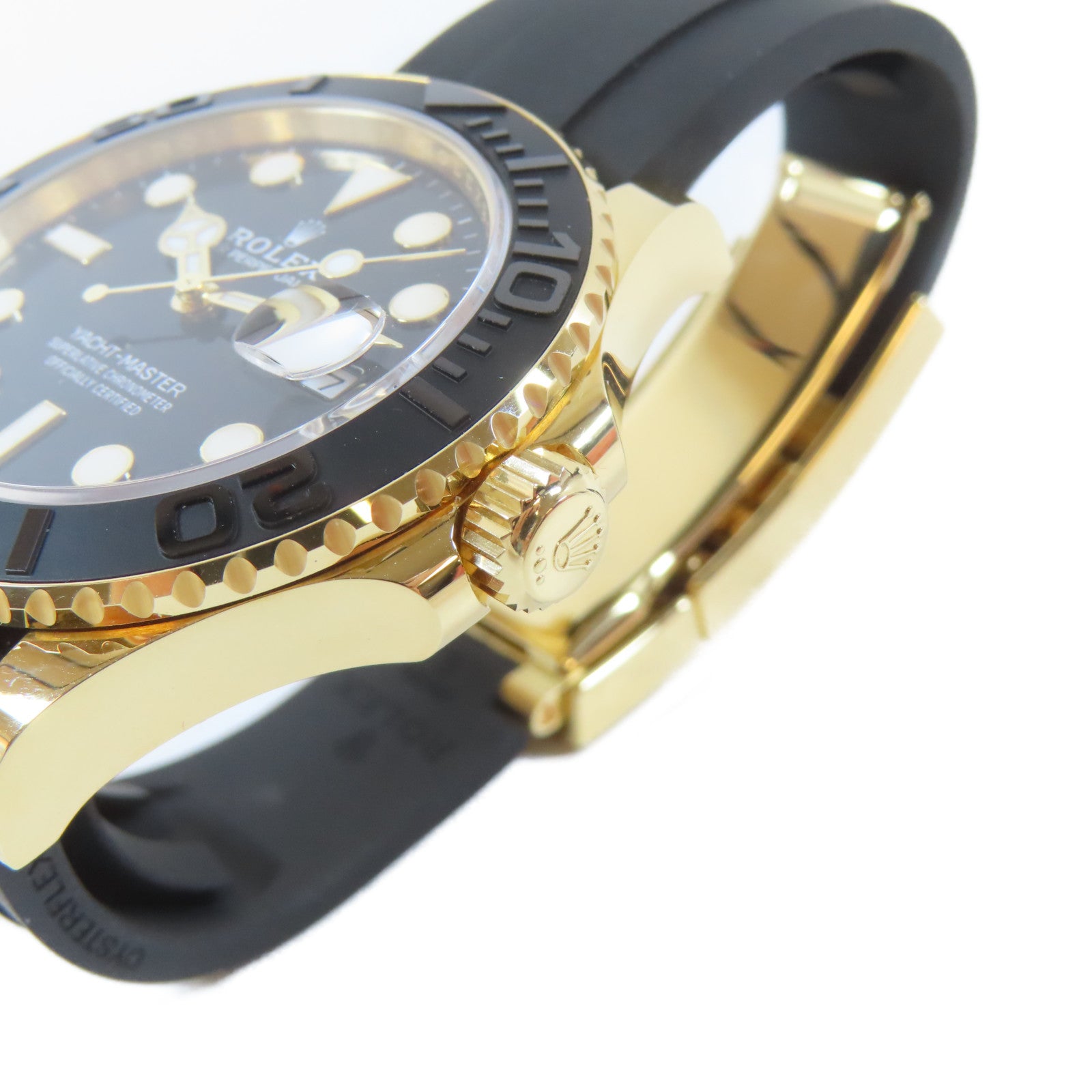 ROLEX Yacht Master 18K黃金/皮革帶手錶自動機芯黑色