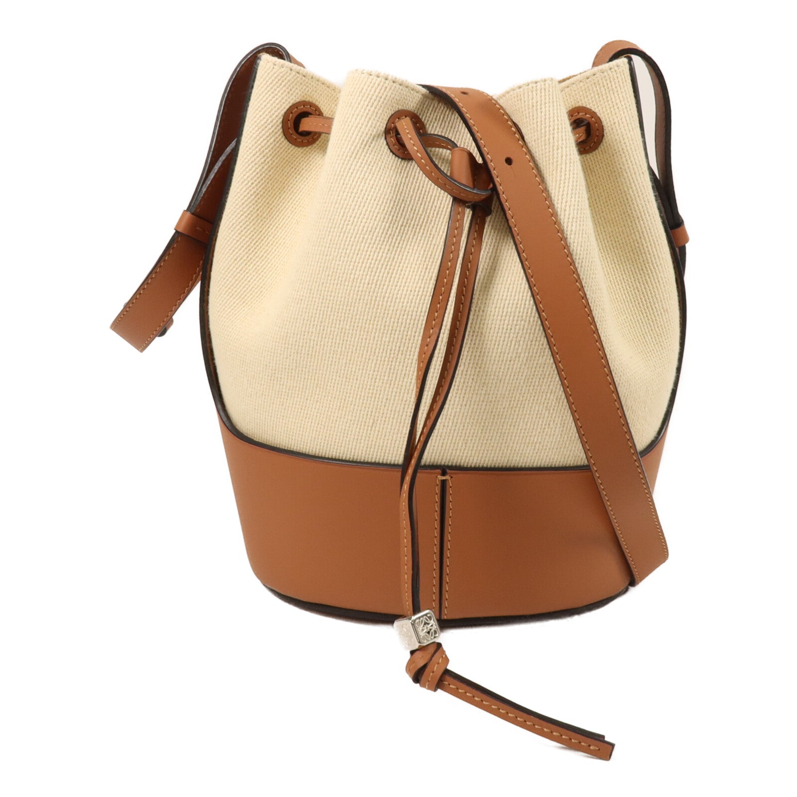 LOEWE 帆布/牛皮皮革Balloon Bag Small肩背袋