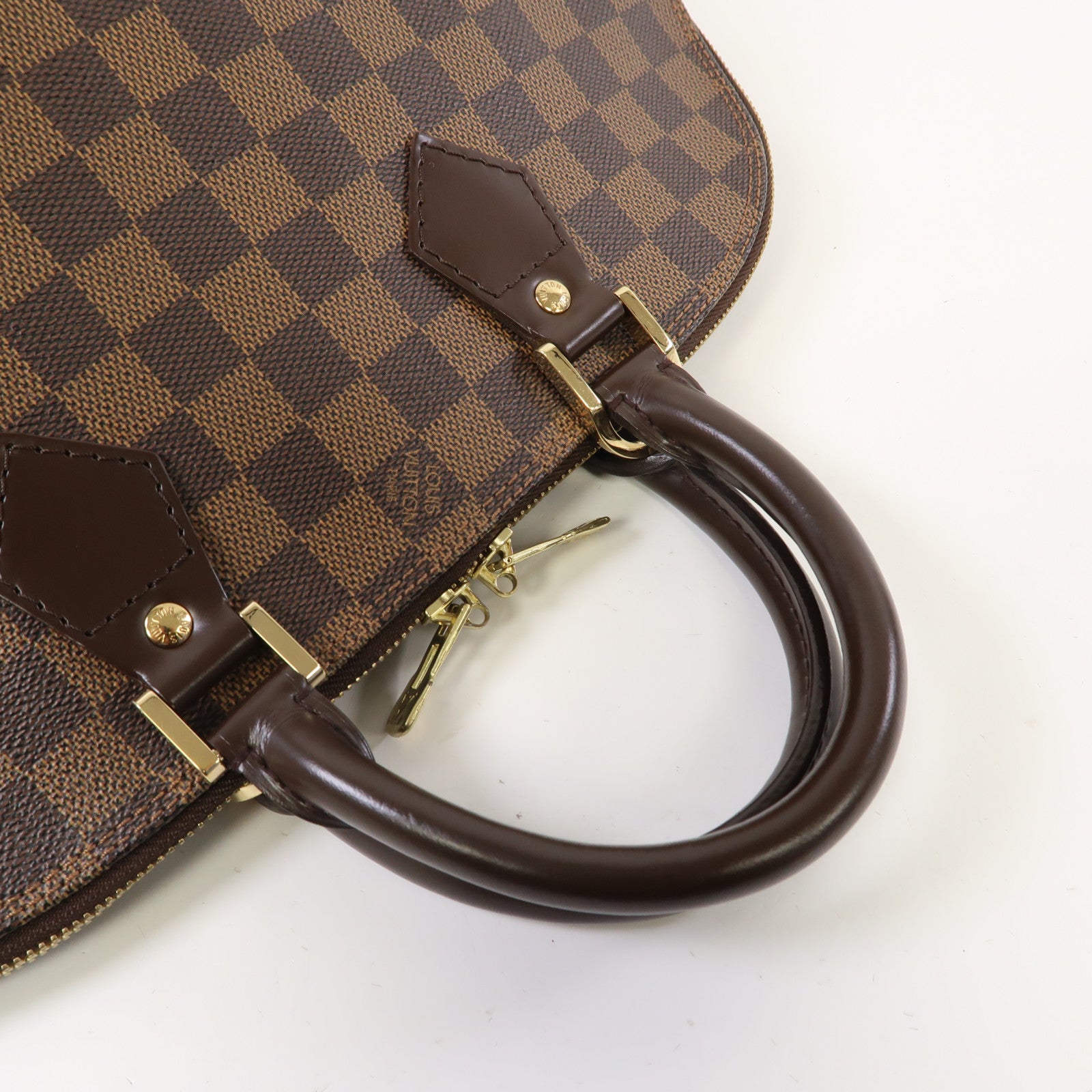 LOUIS VUITTON Damier Ebene Alma MM金扣手挽袋啡色
