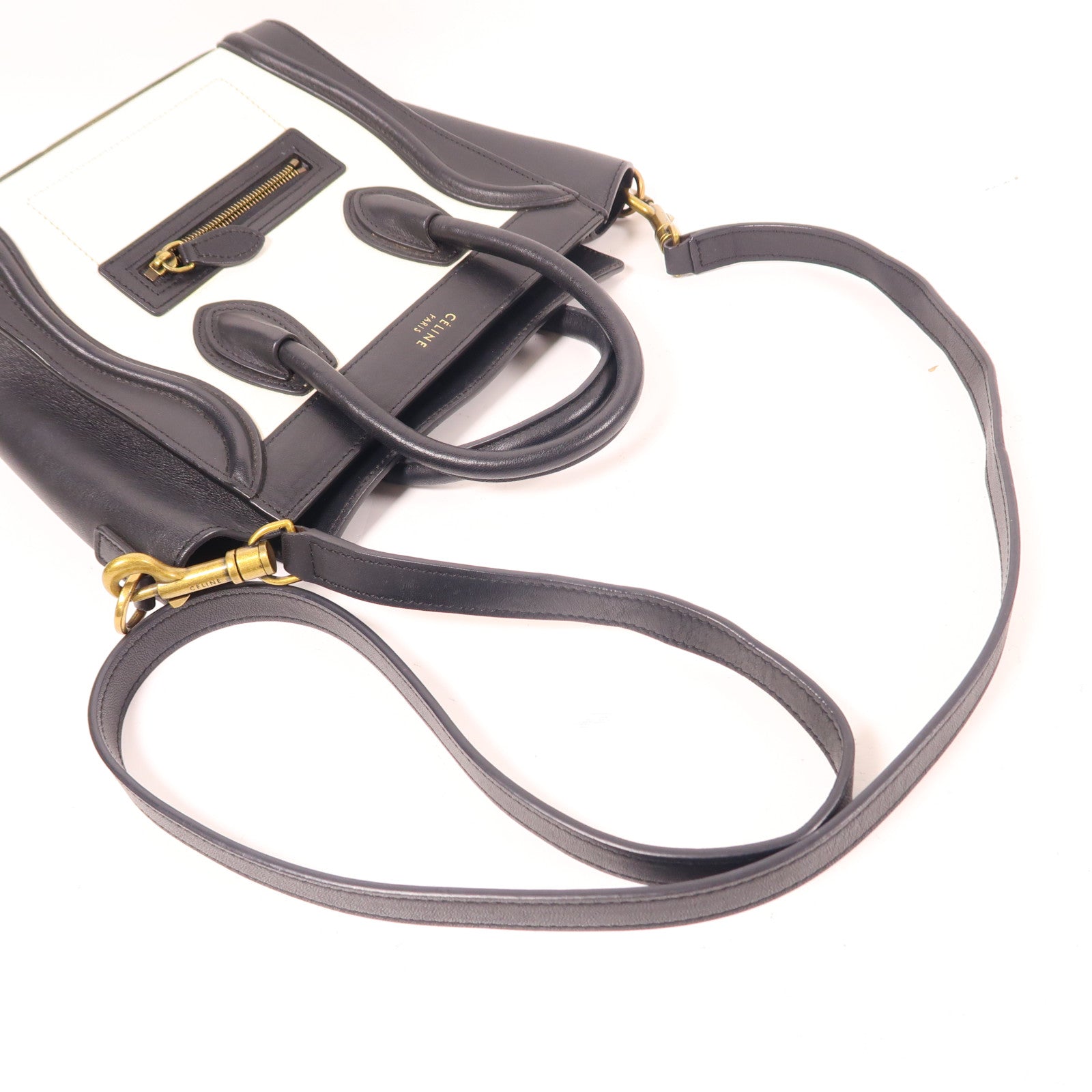 CELINE 牛皮皮革Nano Luggage金扣手挽肩背兩用袋