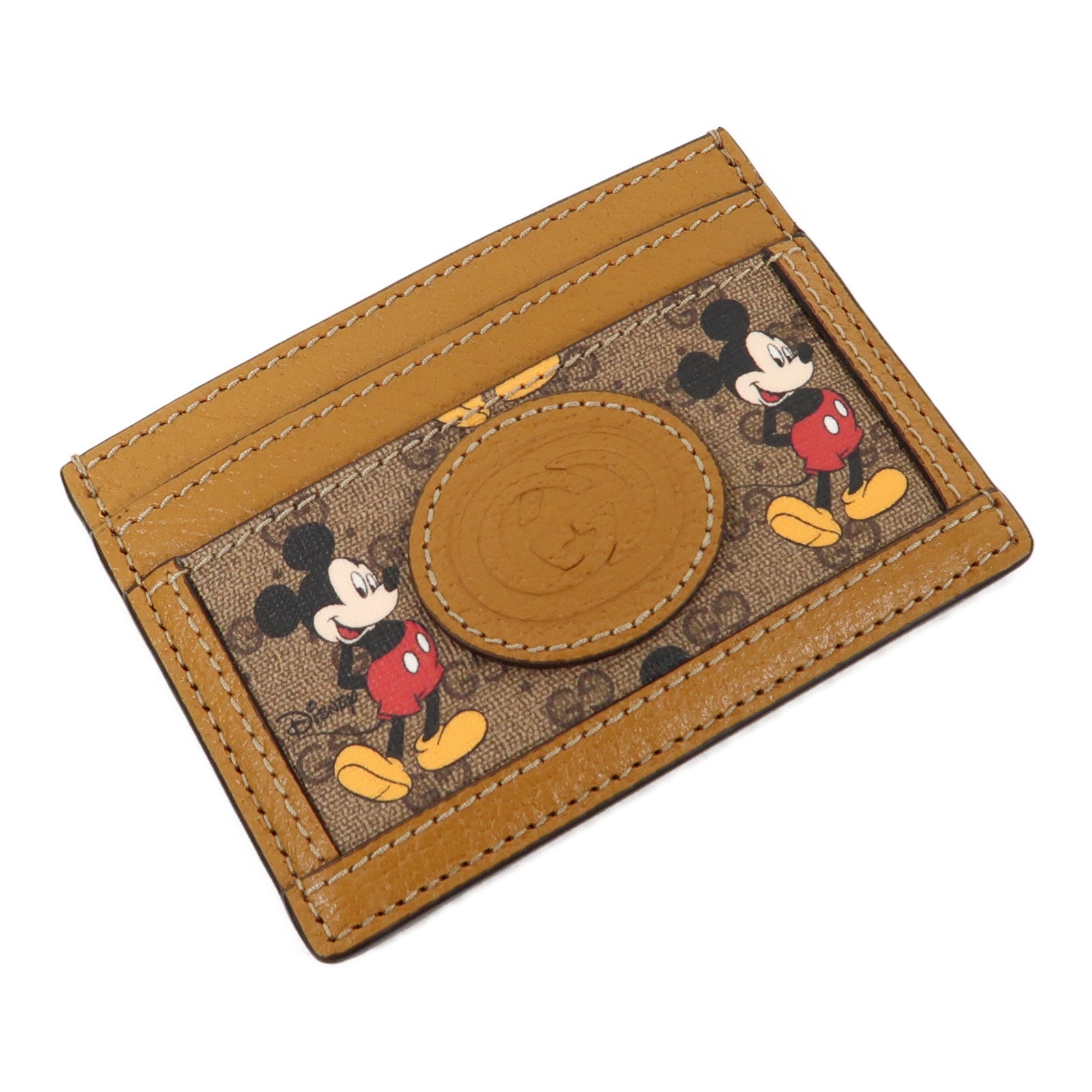 GUCCI 塗層帆布Disney x Gucci Mickey Mouse Card Case卡片套啡色