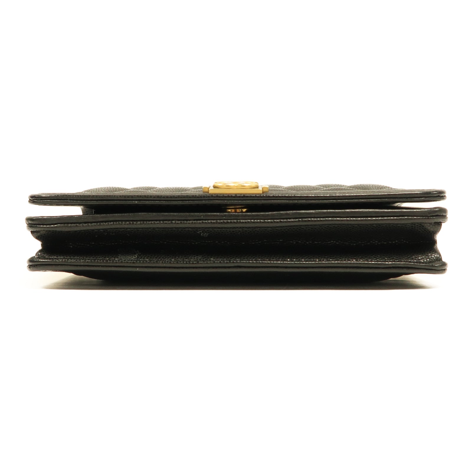 CHANEL Caviar皮革Boy Wallet On Chain金扣手挽肩背兩用袋黑色