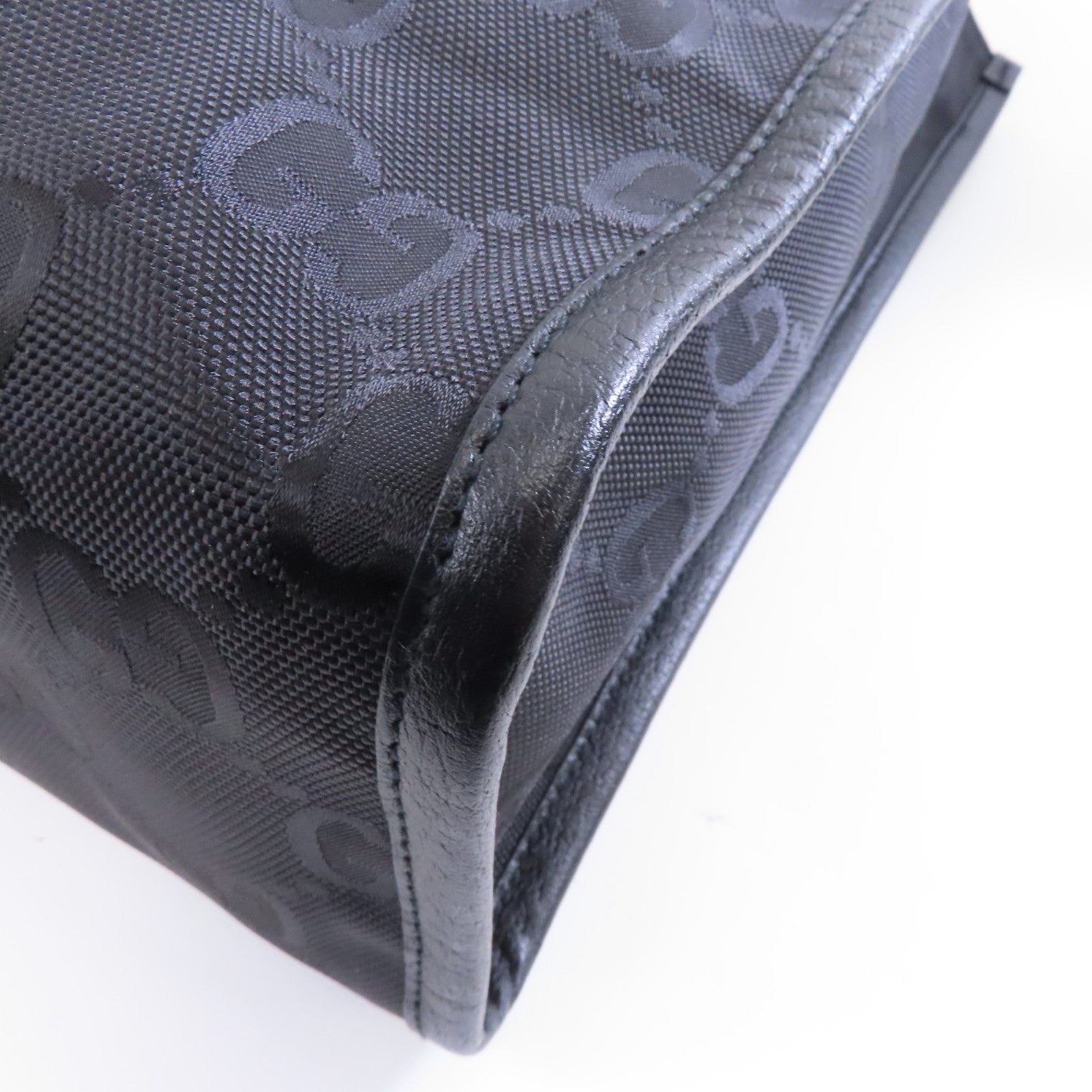 GUCCI 尼龍Tote Bag銀扣手挽袋黑色