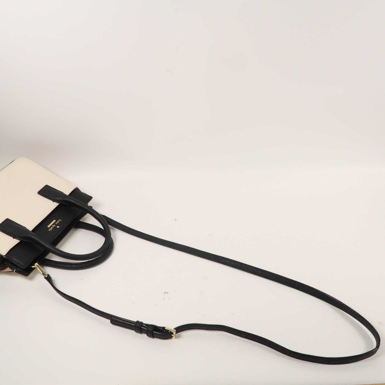Kate Spade 牛皮皮革2 Way Shoulder Bag金扣手挽肩背兩用袋黑色/白色