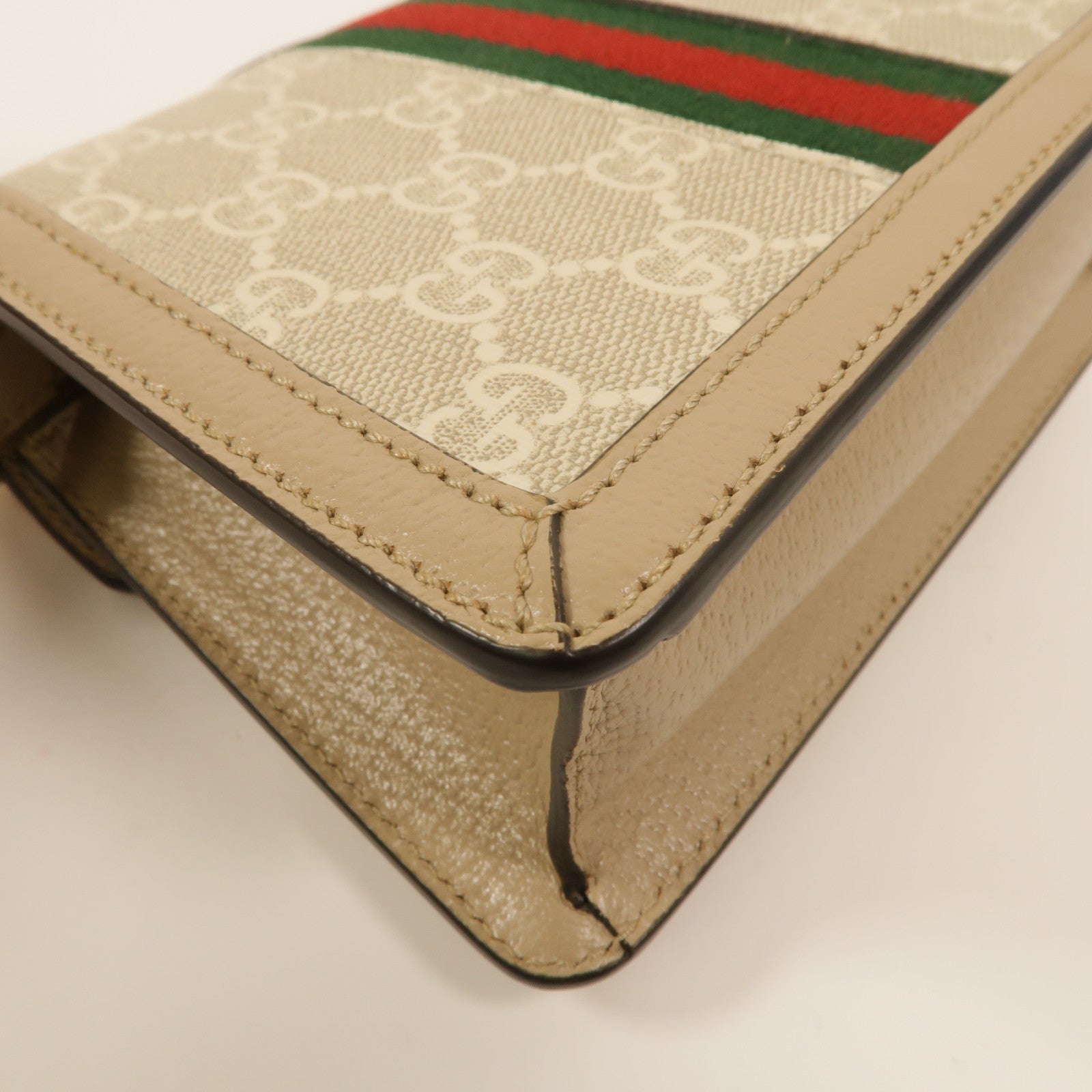 GUCCI 塗層帆布Ophidia GG鏈帶手挽肩背兩用袋