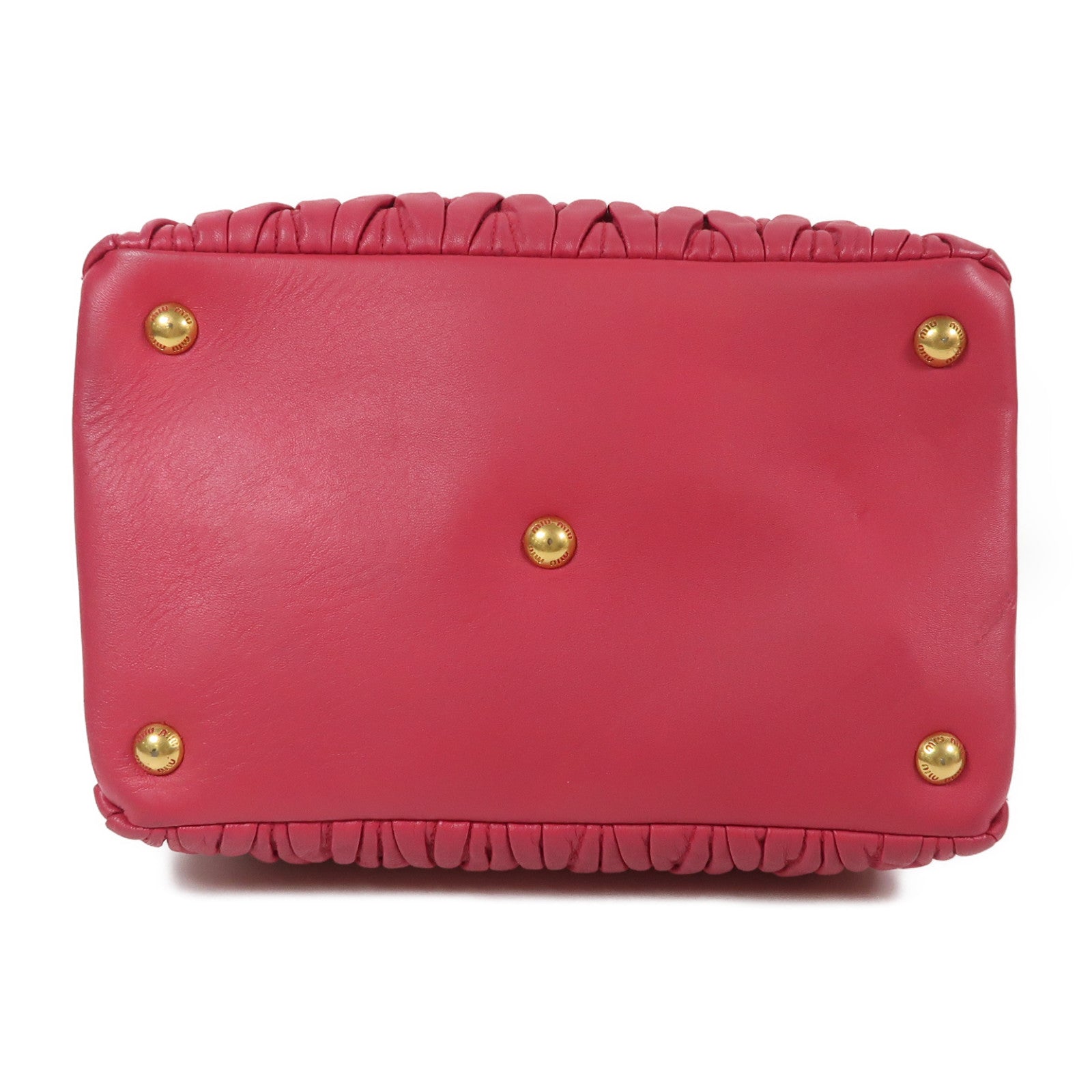 Miu Miu 羊皮皮革2 Way Shoulder金扣手挽肩背兩用袋粉紅色