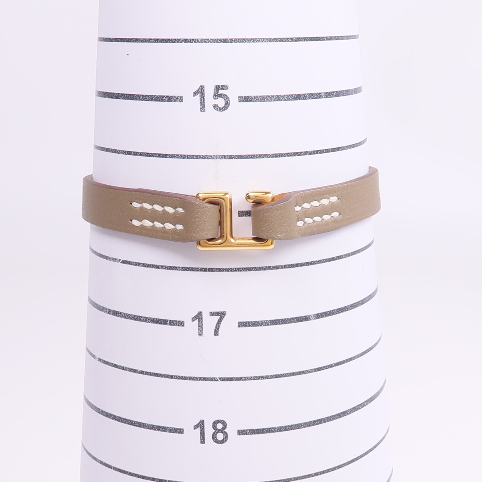 HERMES Swift皮革Rivale Mini Bracelet金扣手帶Etoupe