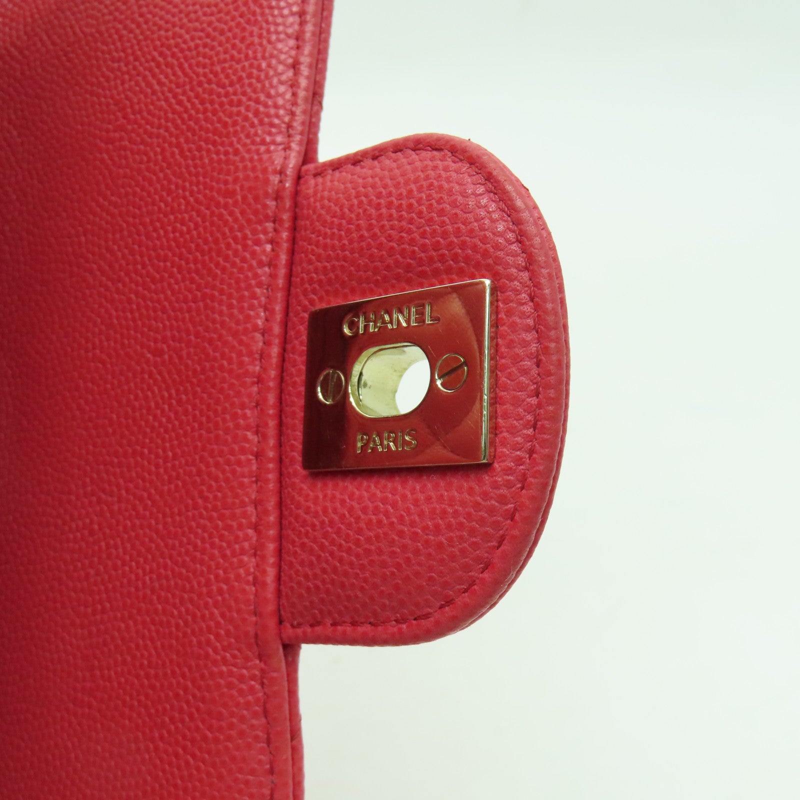 CHANEL 菱格牛皮皮革Classic Flap 20cm金扣鏈帶肩背袋粉紅色