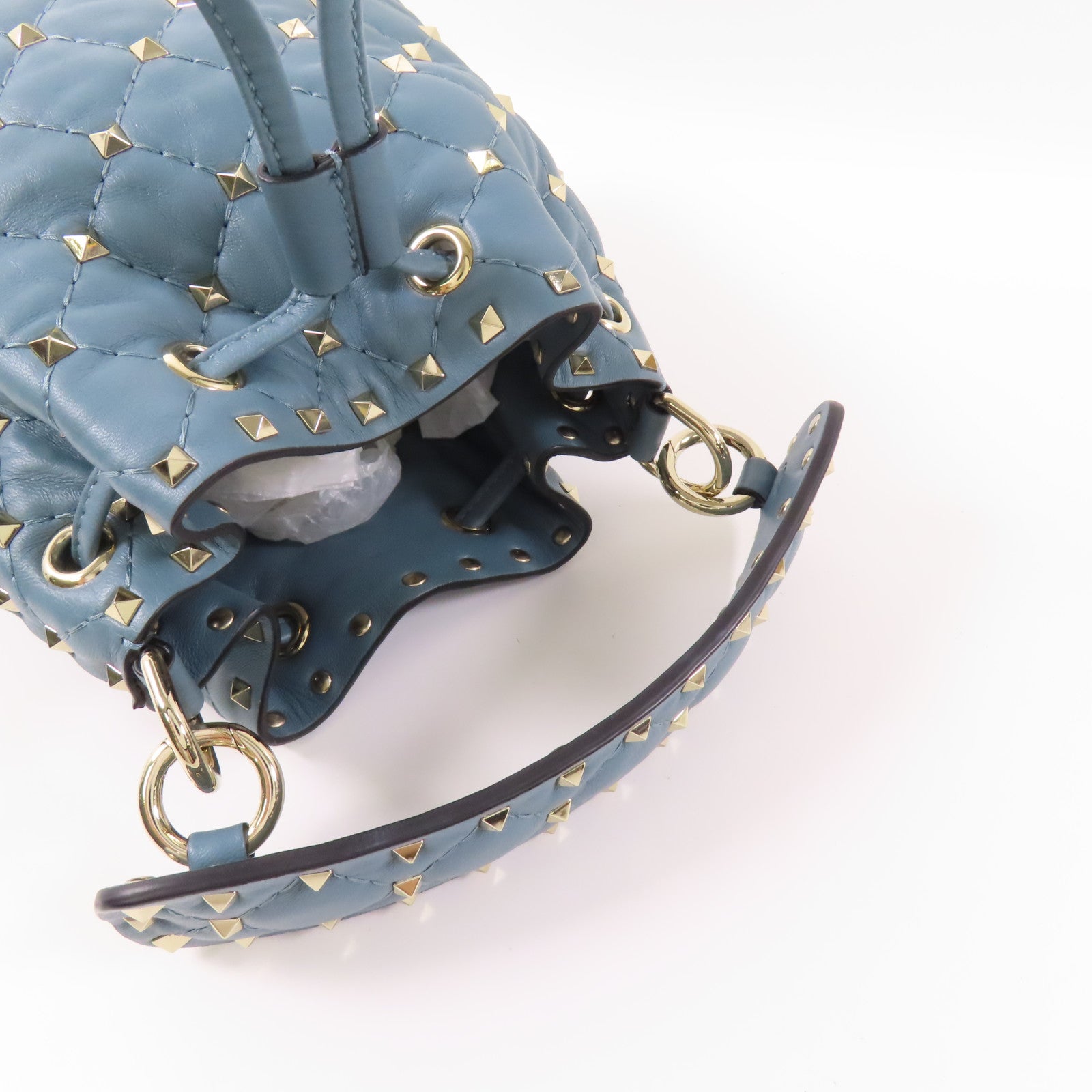 Valentino 牛皮皮革Mini Bucket Bag銀扣鏈帶手挽肩背兩用袋