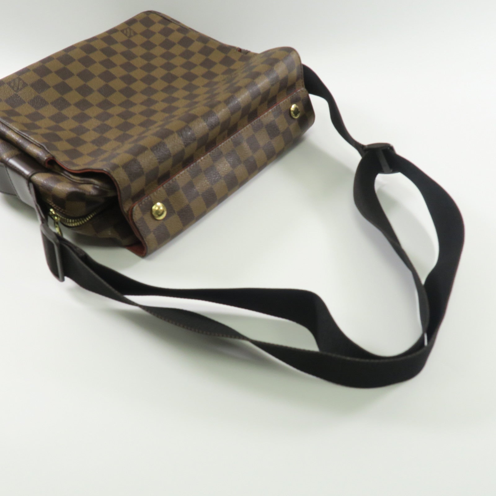 LOUIS VUITTON Damier Naviglio金扣肩背袋啡色