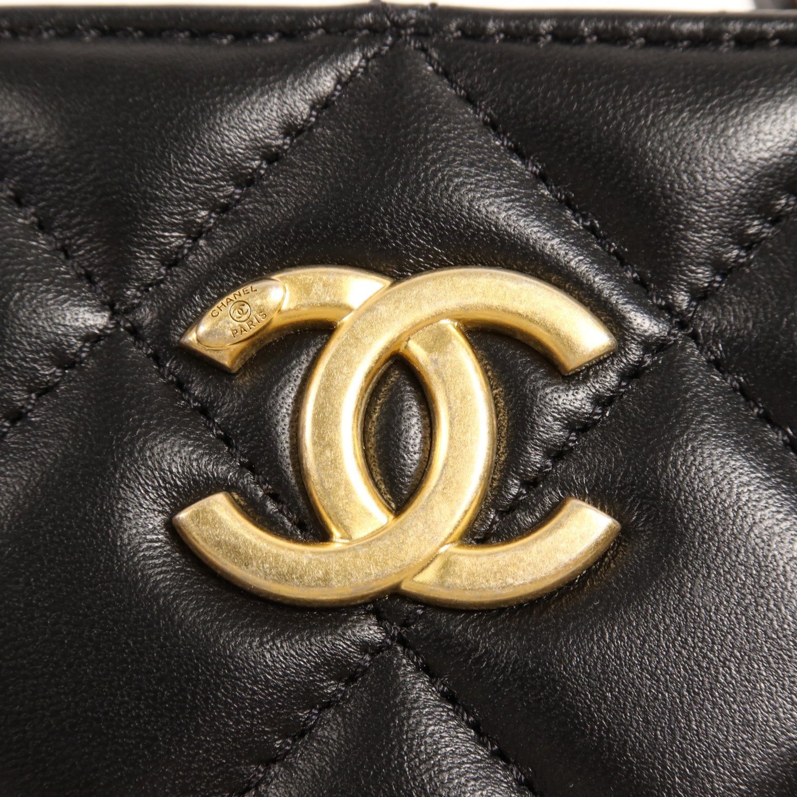 CHANEL 羊皮皮革Shoulder Bag金扣手挽肩背兩用袋