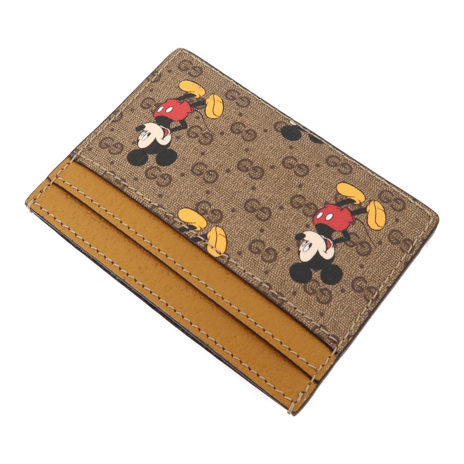 GUCCI 塗層帆布Disney x Gucci Mickey Mouse Card Case卡片套啡色