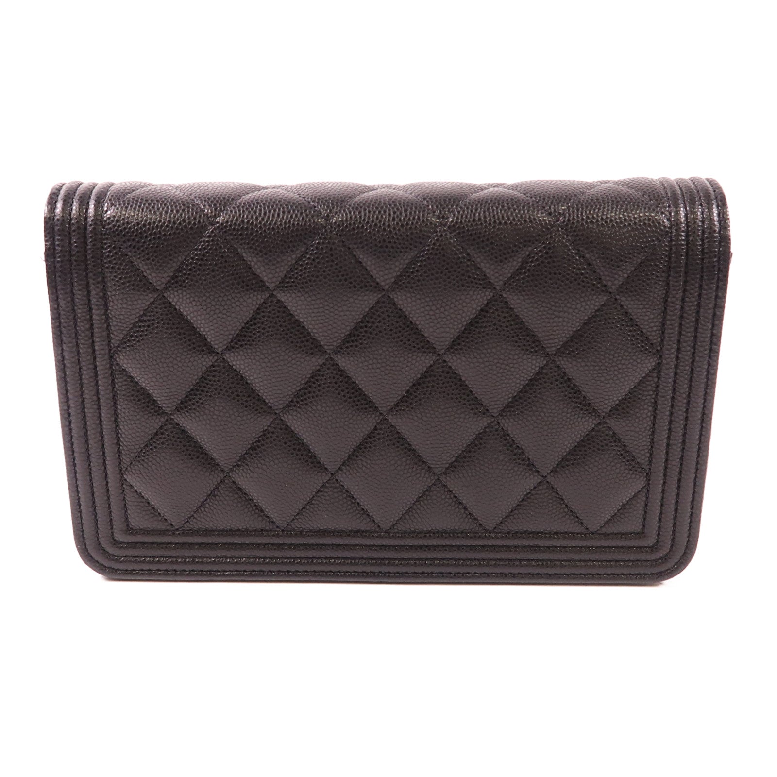 CHANEL CC SHW Boy WOC Wallet On Chain Chain Shoulder Bag Calfskin Leather Black