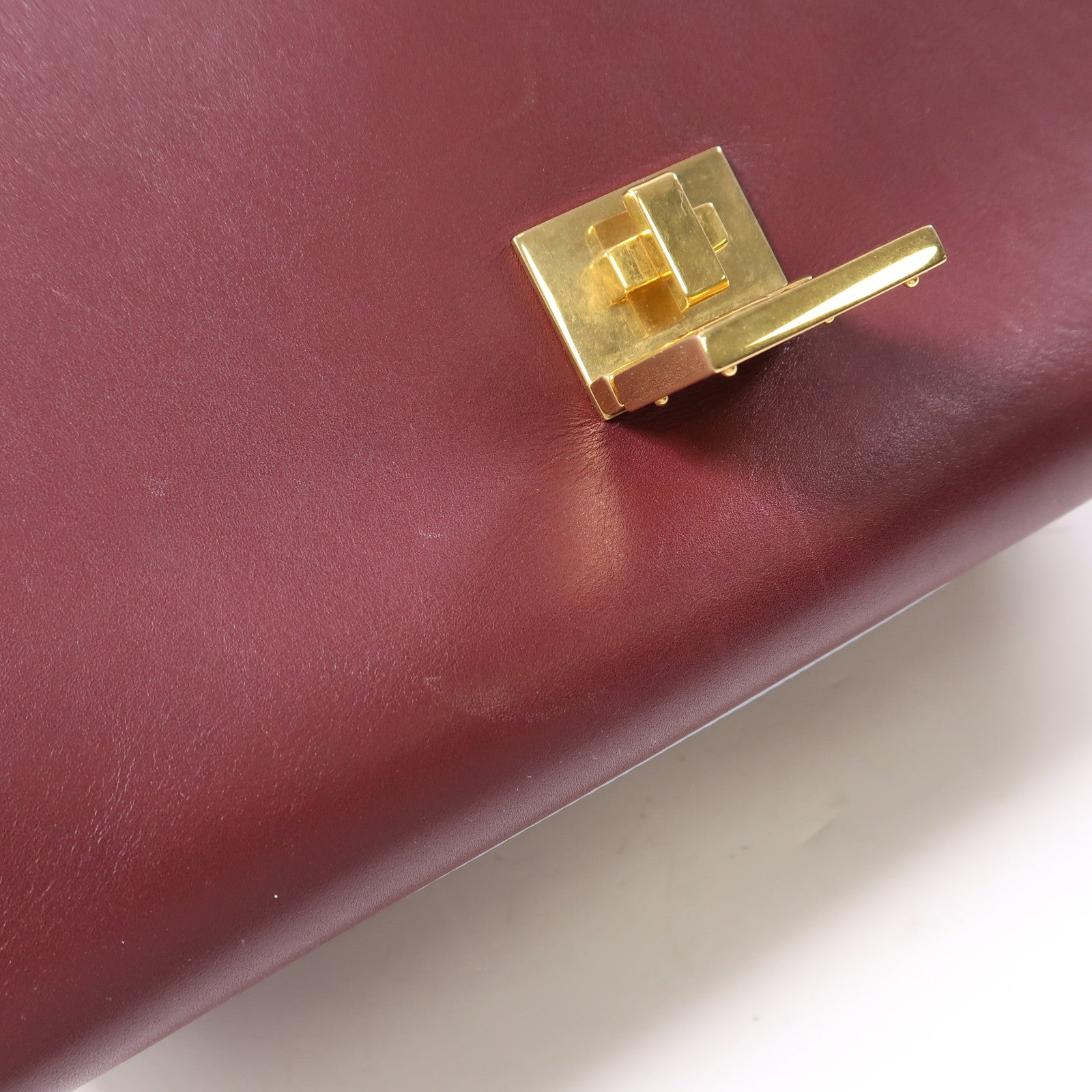 CELINE 牛皮皮革Shoulder Bag金扣手挽肩背兩用袋紅色/淺藍色
