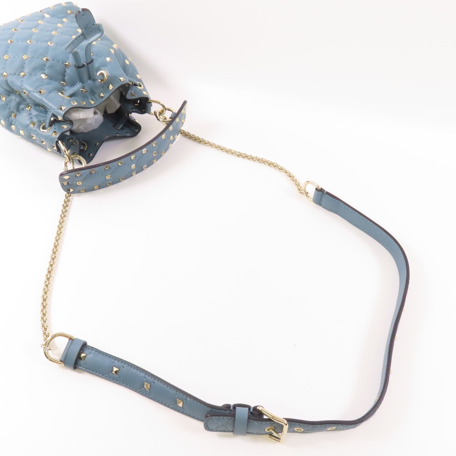 Valentino 牛皮皮革Mini Bucket Bag銀扣鏈帶手挽肩背兩用袋