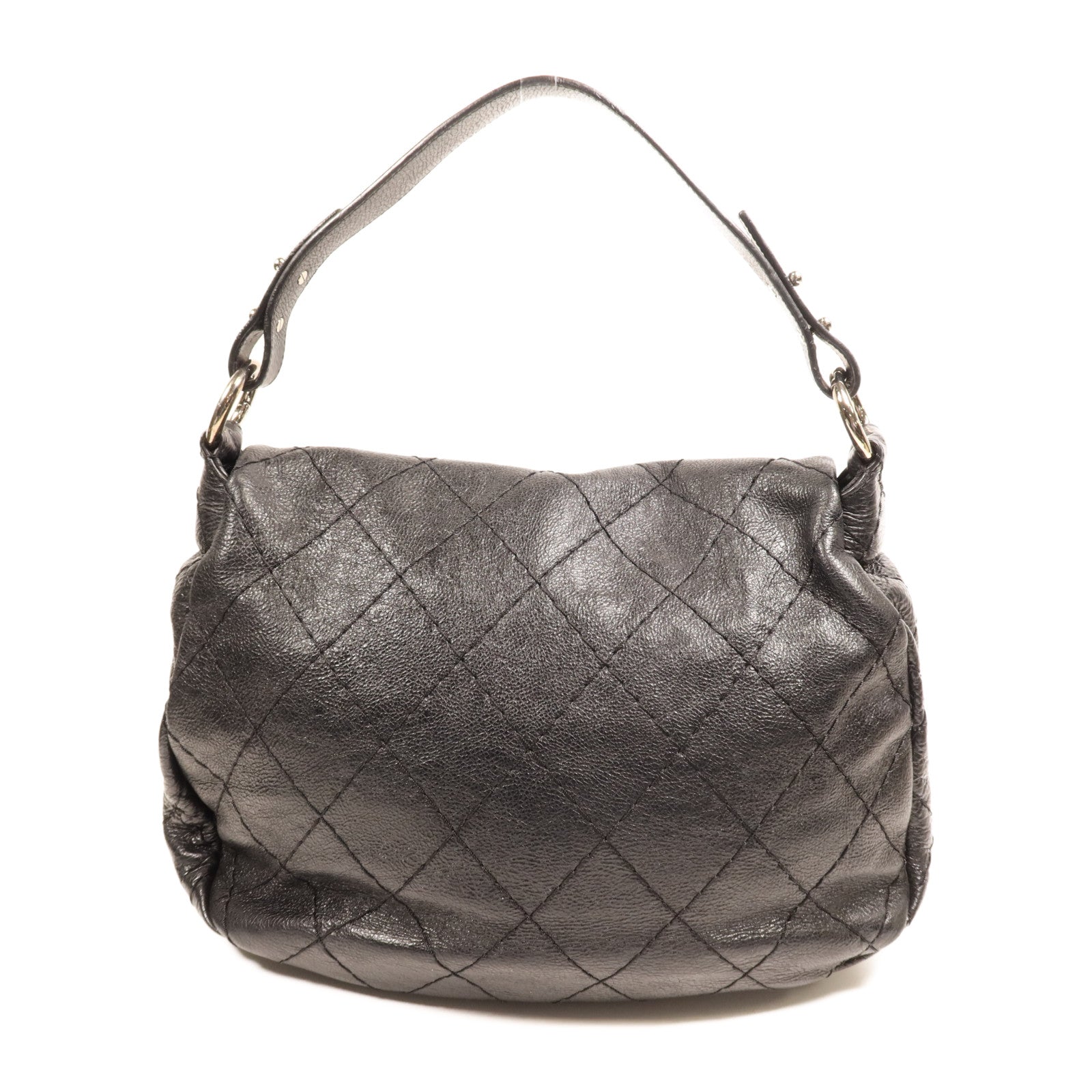 CHANEL 牛皮皮革Shoulder Bag銀扣肩背袋
